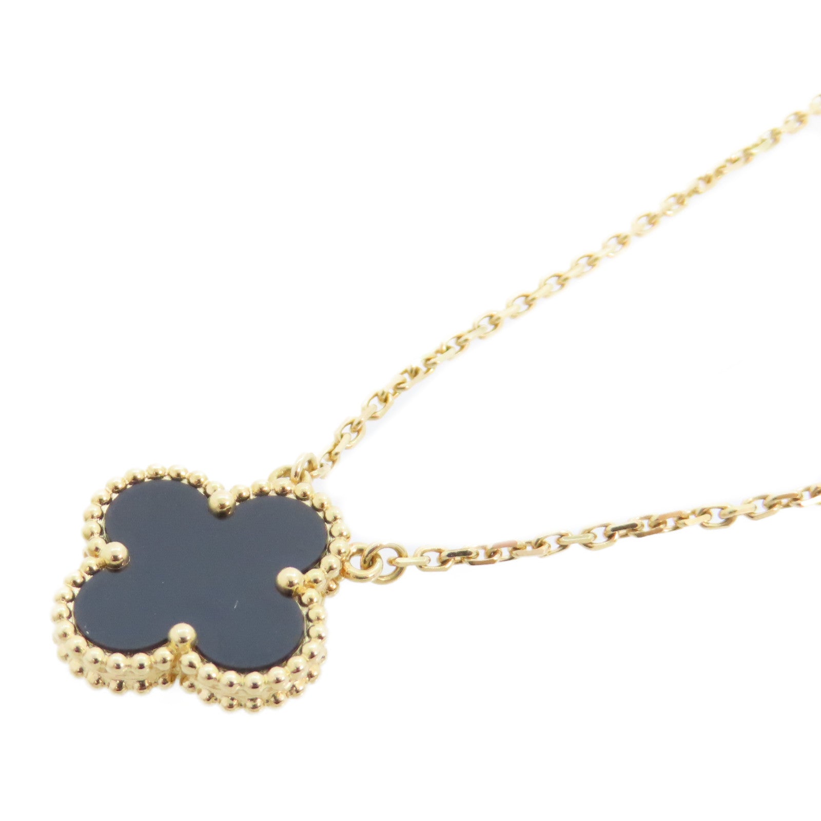 Van Cleef & Arpels 18K黃金/瑪瑙Vintage Alhambra Necklace金扣項鏈