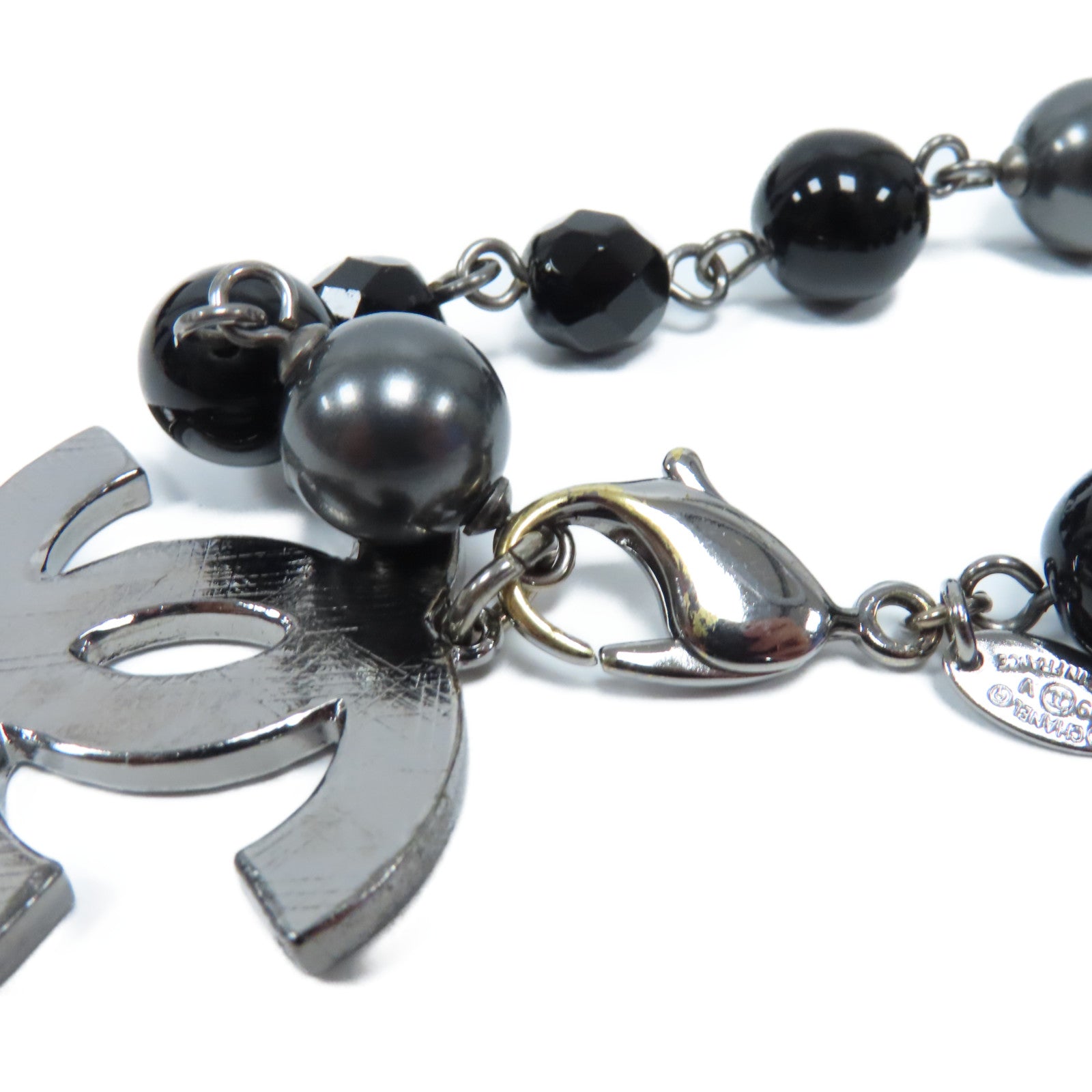CHANEL PVC CC Bead Bracelet銀扣手鏈黑色