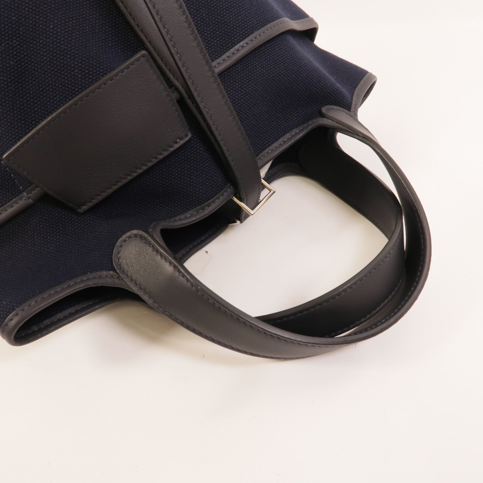 HERMES 帆布/皮革Picotin Cargo PM手挽袋Bleu Marine