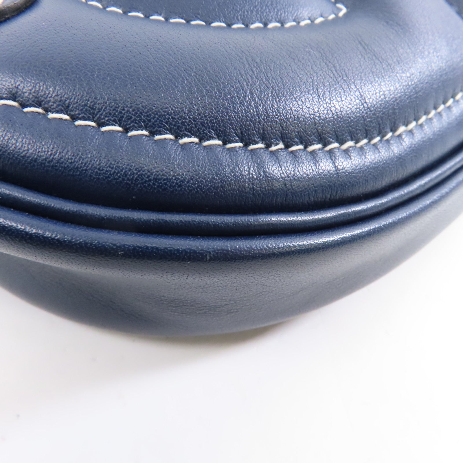 HERMES Swift皮革The Loop Belt銀扣肩背袋深藍色