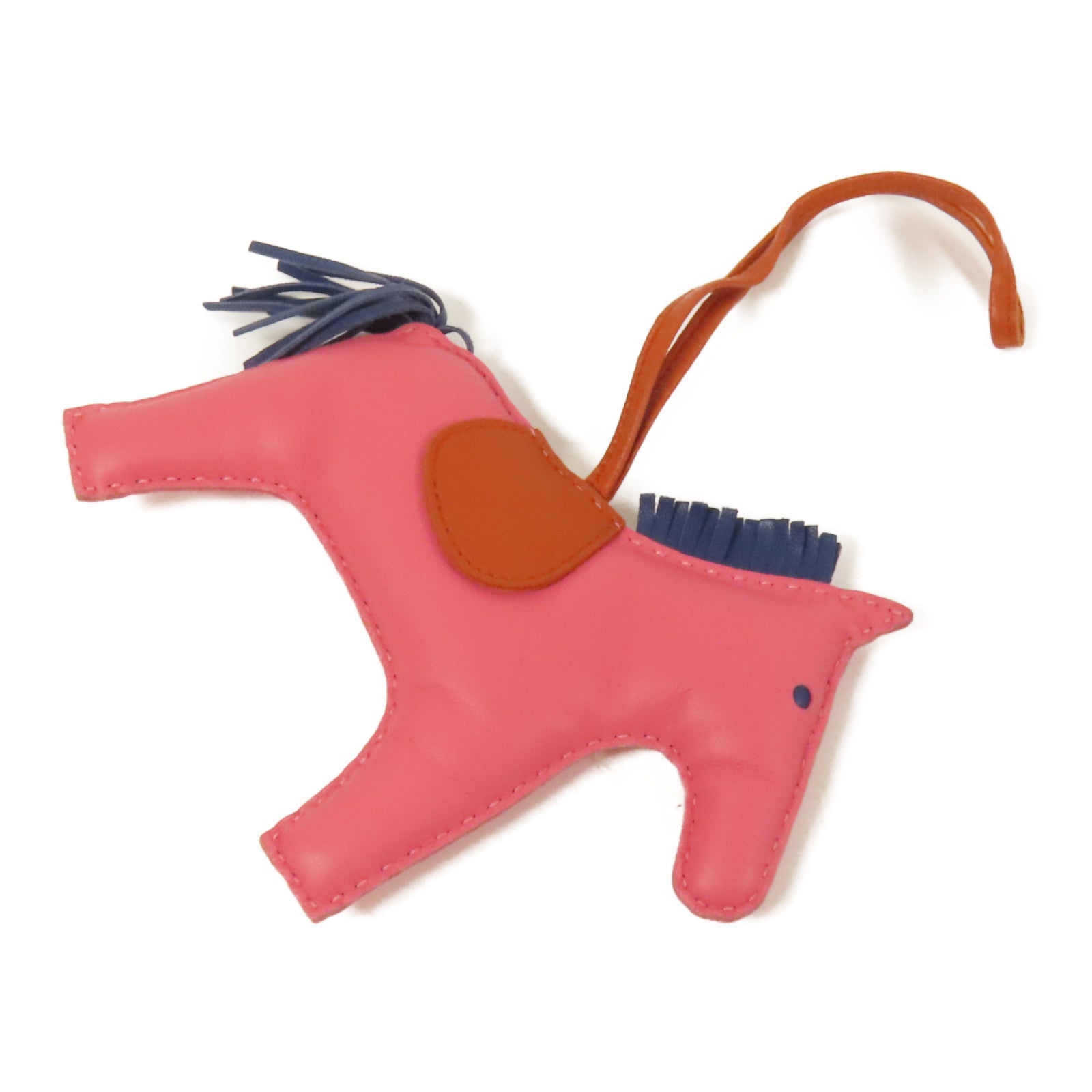 HERMES Milo皮革Rodeo GM掛飾Rose Azalee