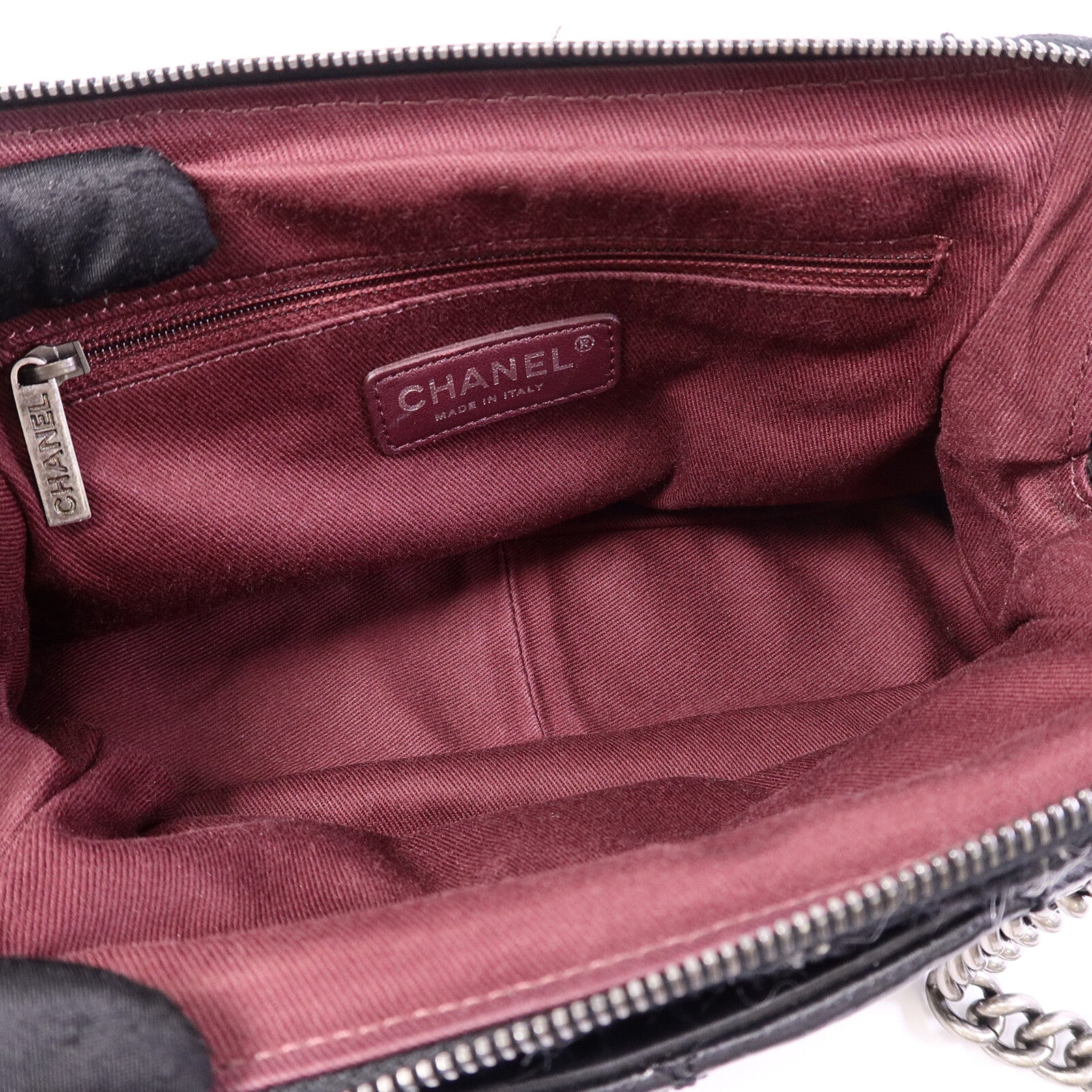 CHANEL Tweed/牛皮皮革Chain Shoulder Bag鏈帶肩背袋