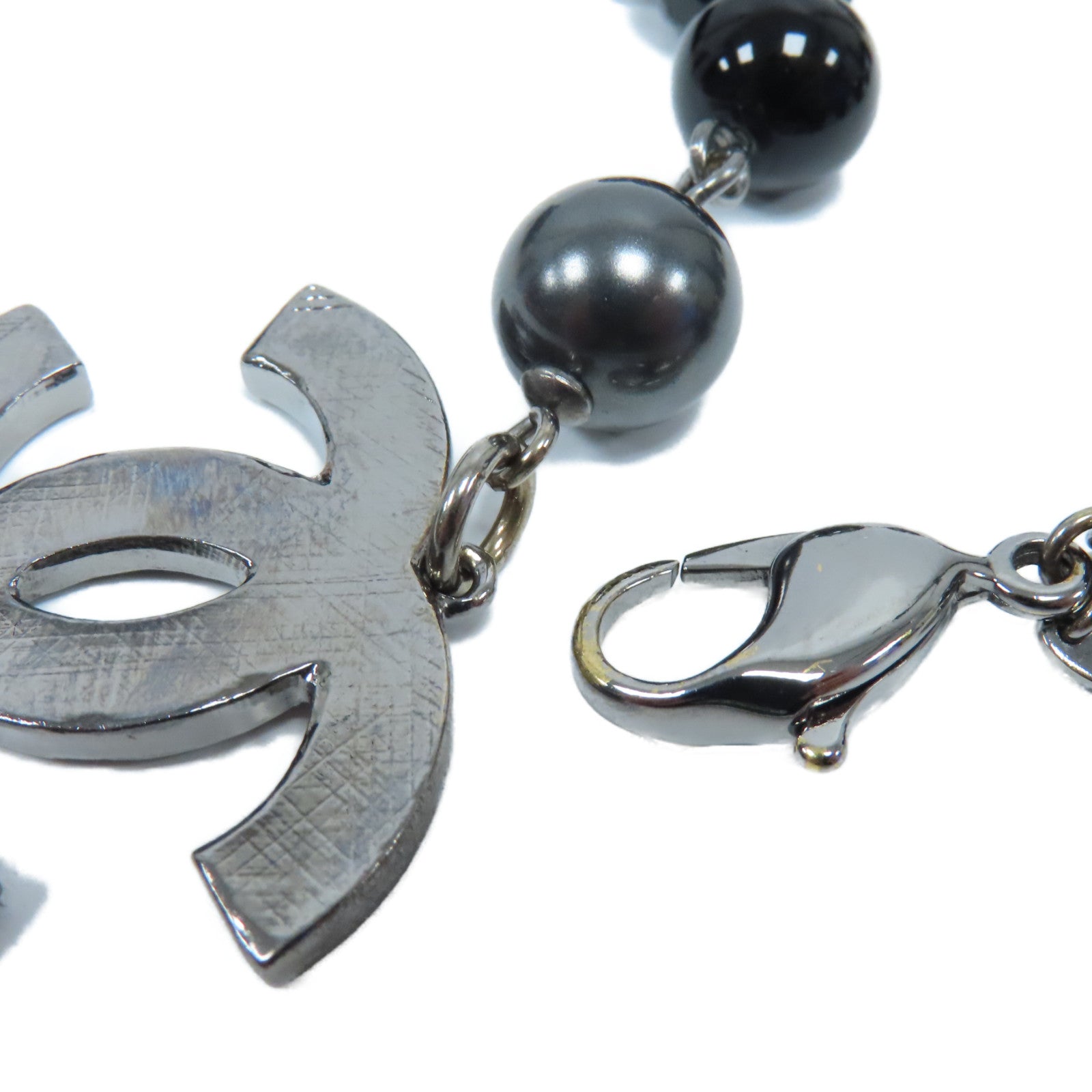 CHANEL PVC CC Bead Bracelet銀扣手鏈黑色