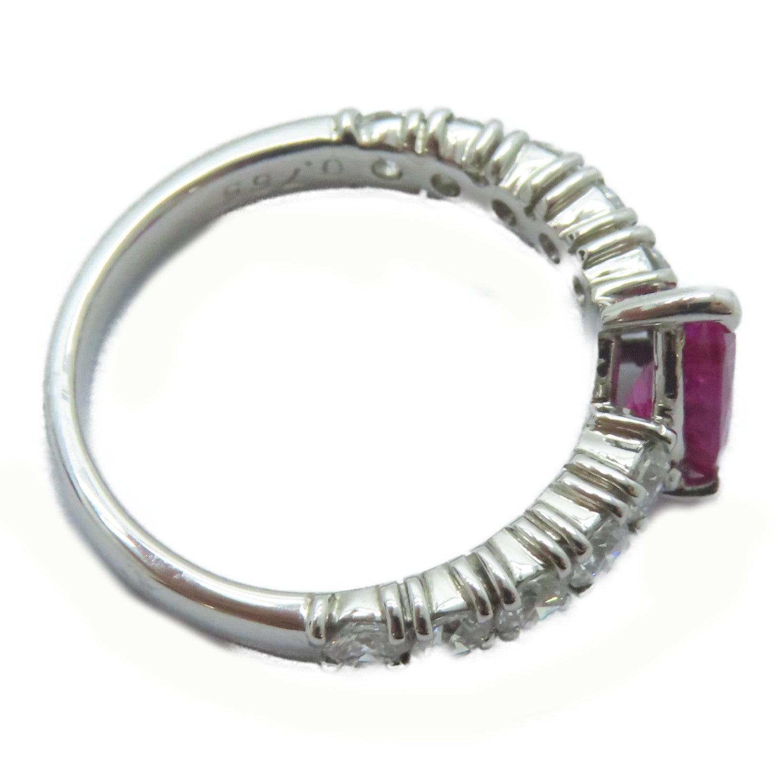 JEWELRY 【激減優惠】PT900鉑金Ruby Ring 1.02ct紅寶石/0.765ct鑚石戒指US#5.5