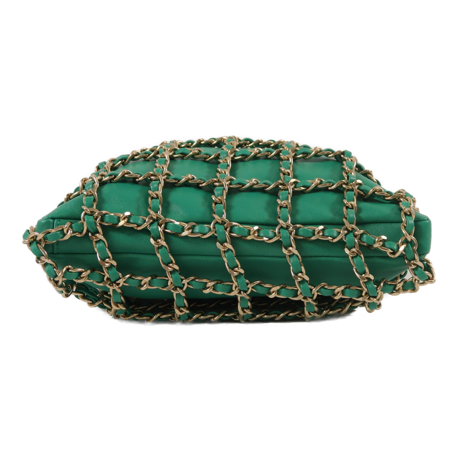 CHANEL 羊皮皮革Chain Cage Shopping Tote鏈帶肩背袋