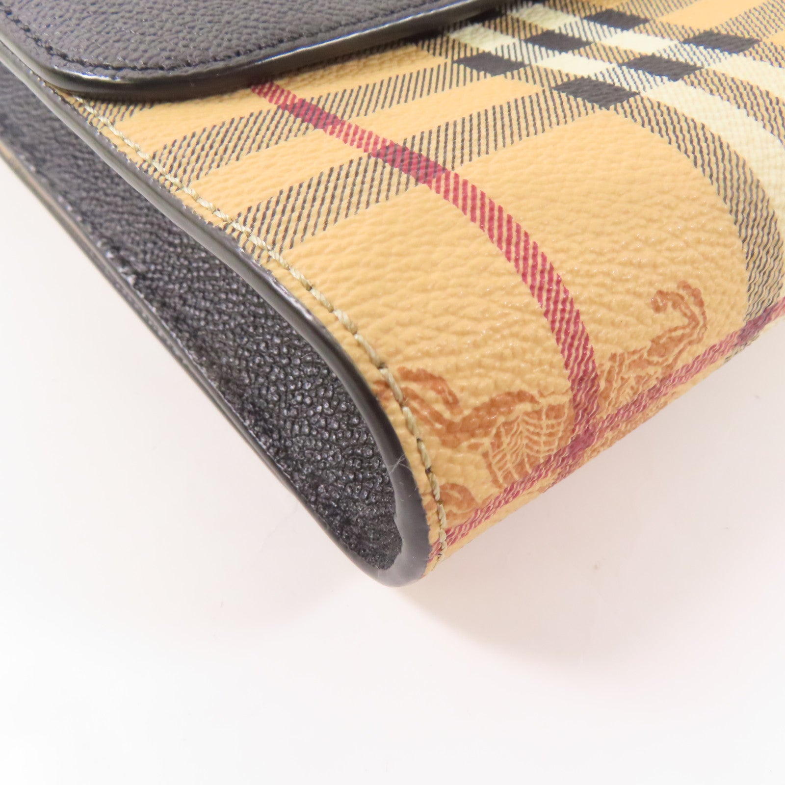 BURBERRY 塗層帆布Shoulder Bag金扣肩背袋黑色/米色