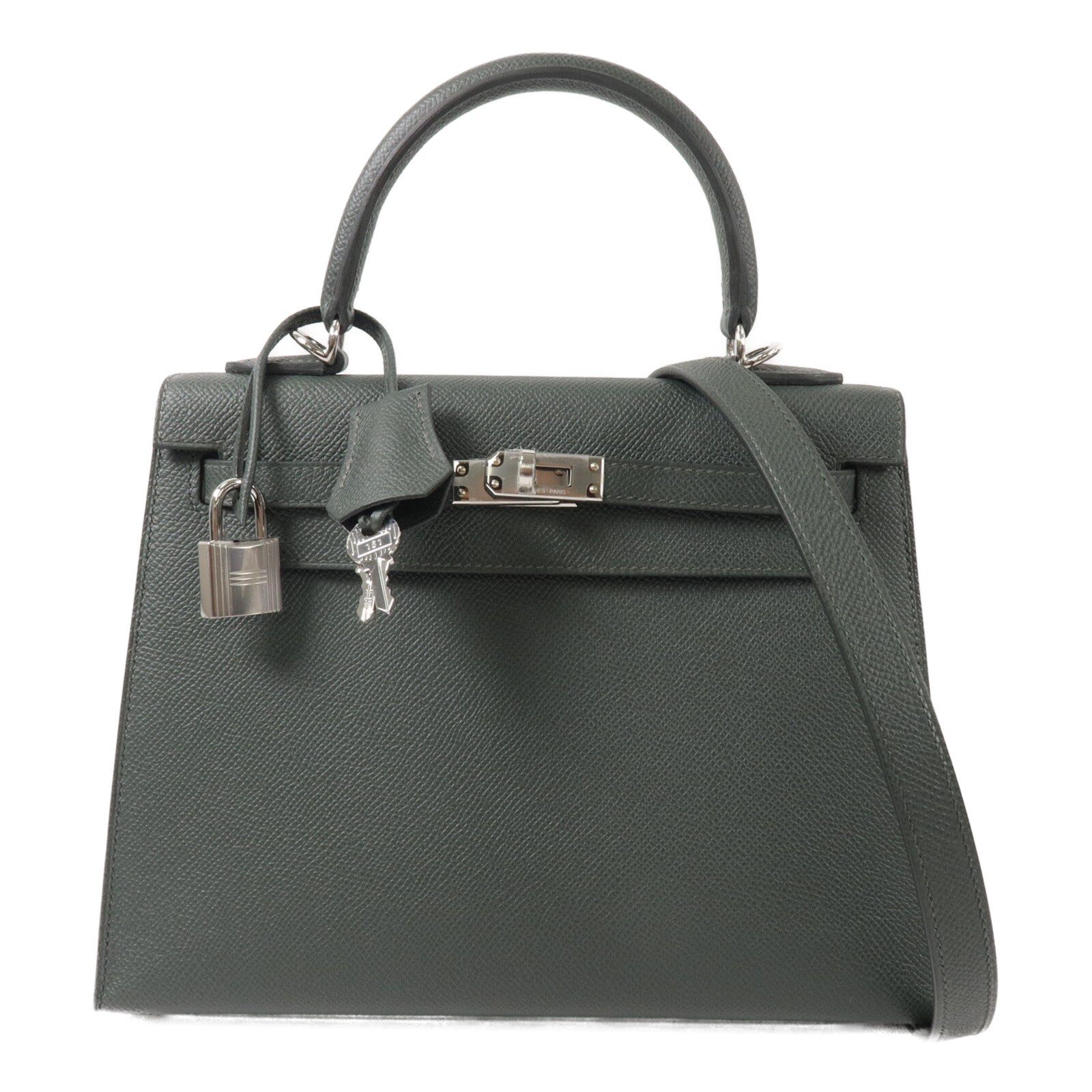 HERMES Epsom皮革Kelly 25手挽肩背兩用袋Vert Mangrove