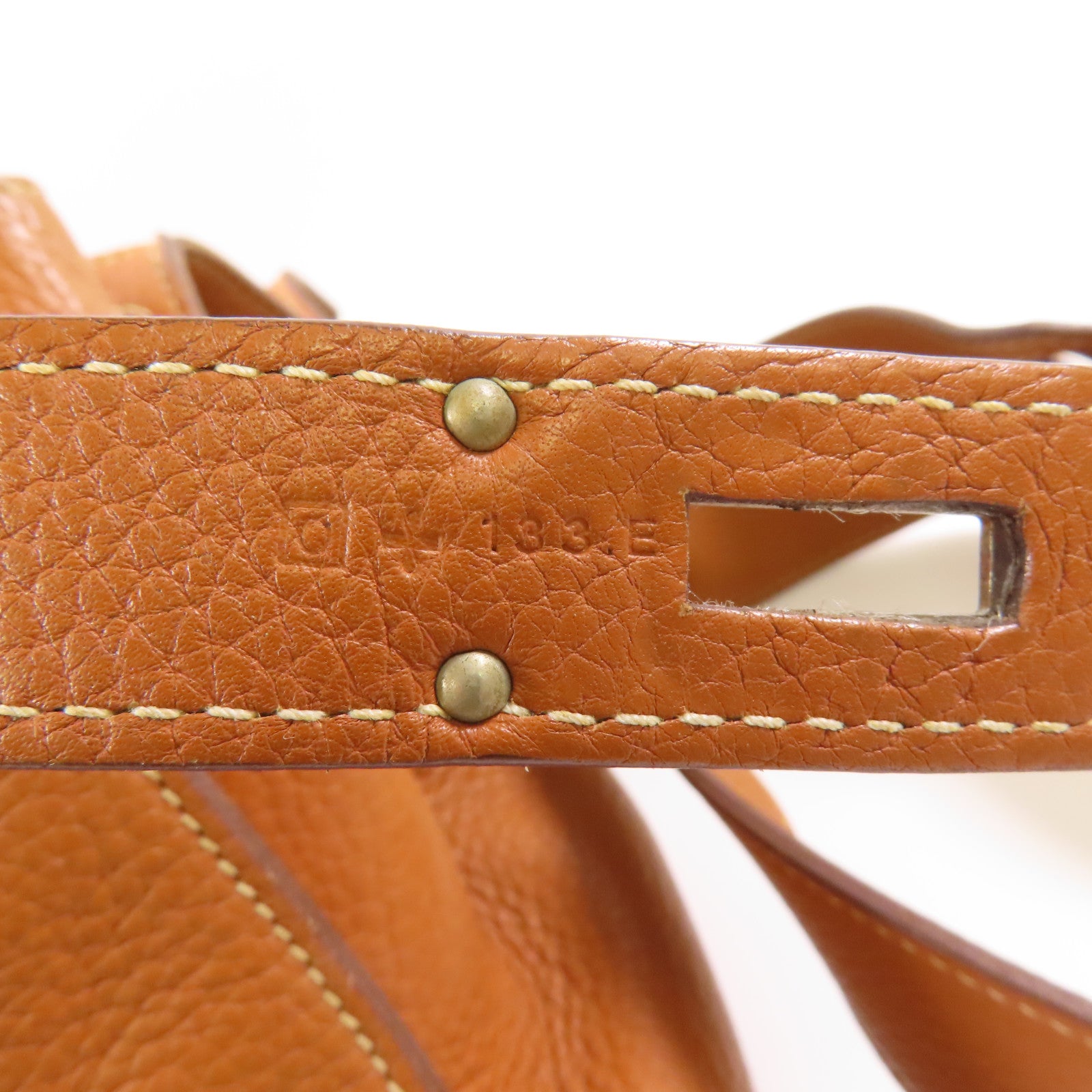 HERMES Clemence皮革Jypsiere 34銀扣肩背袋37 Gold