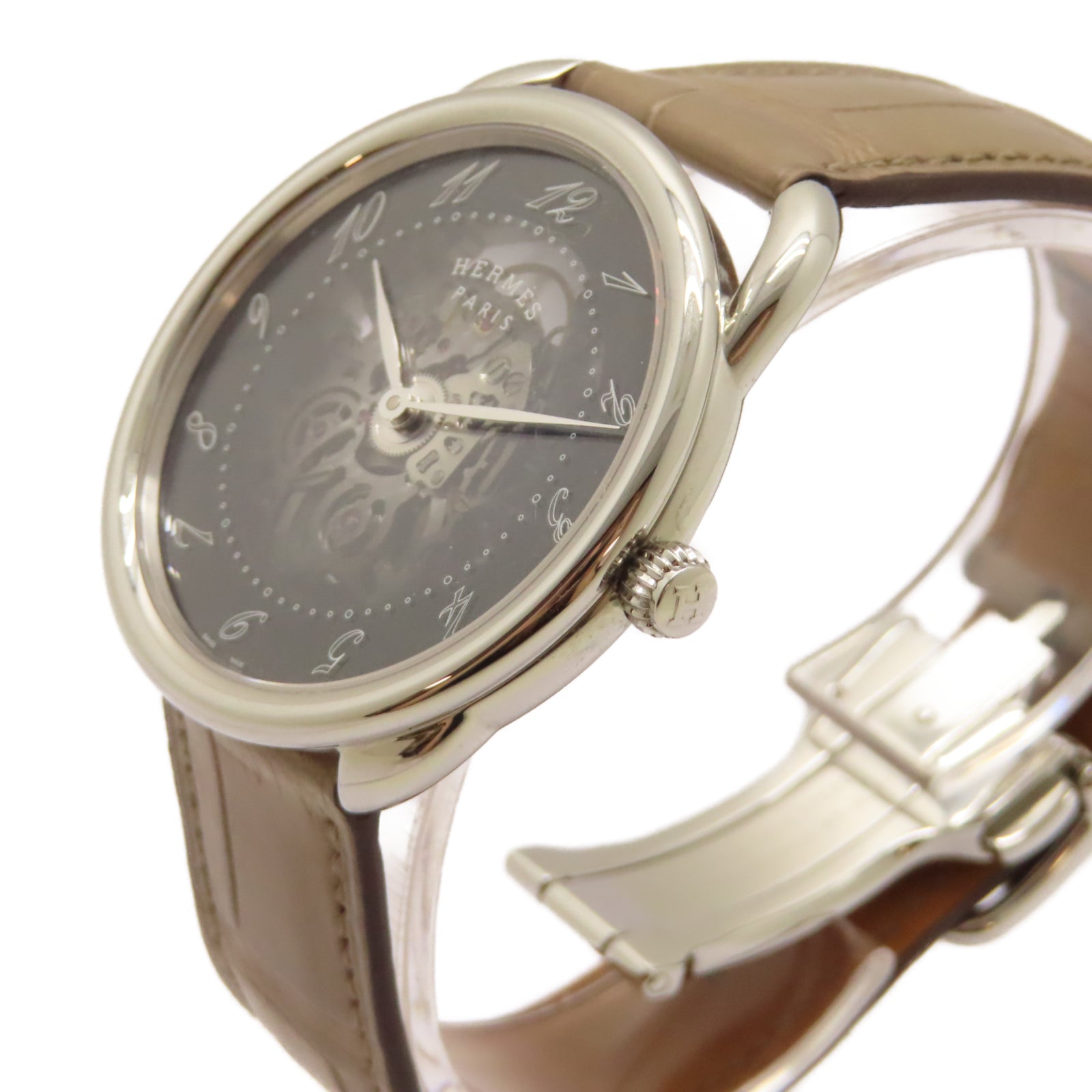 HERMES Arceau Squelette 40mm不鏽鋼/皮革帶手錶自動機芯藍色