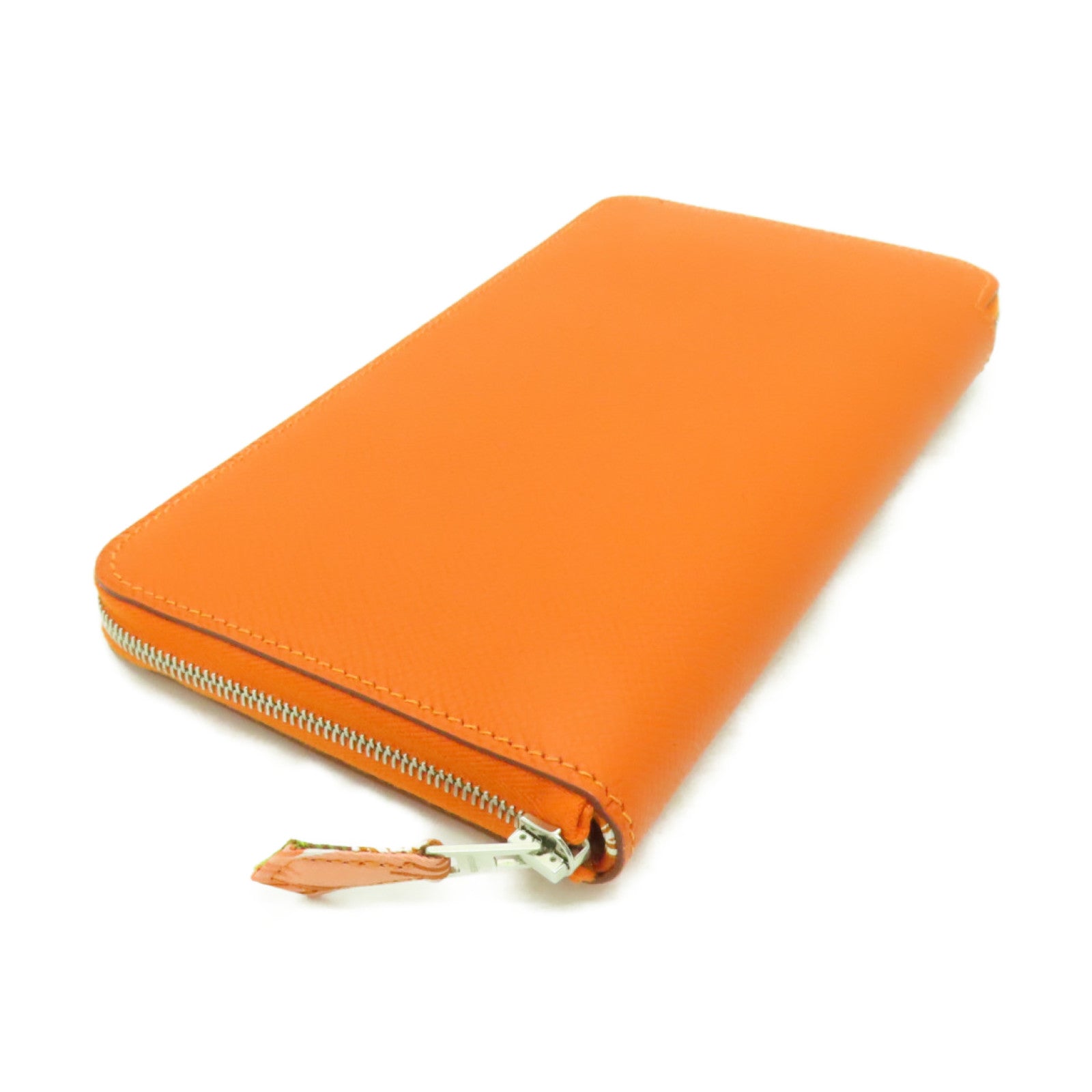HERMES 【激減優惠】Epsom皮革Silk In Wallet銀扣長錢包橙色