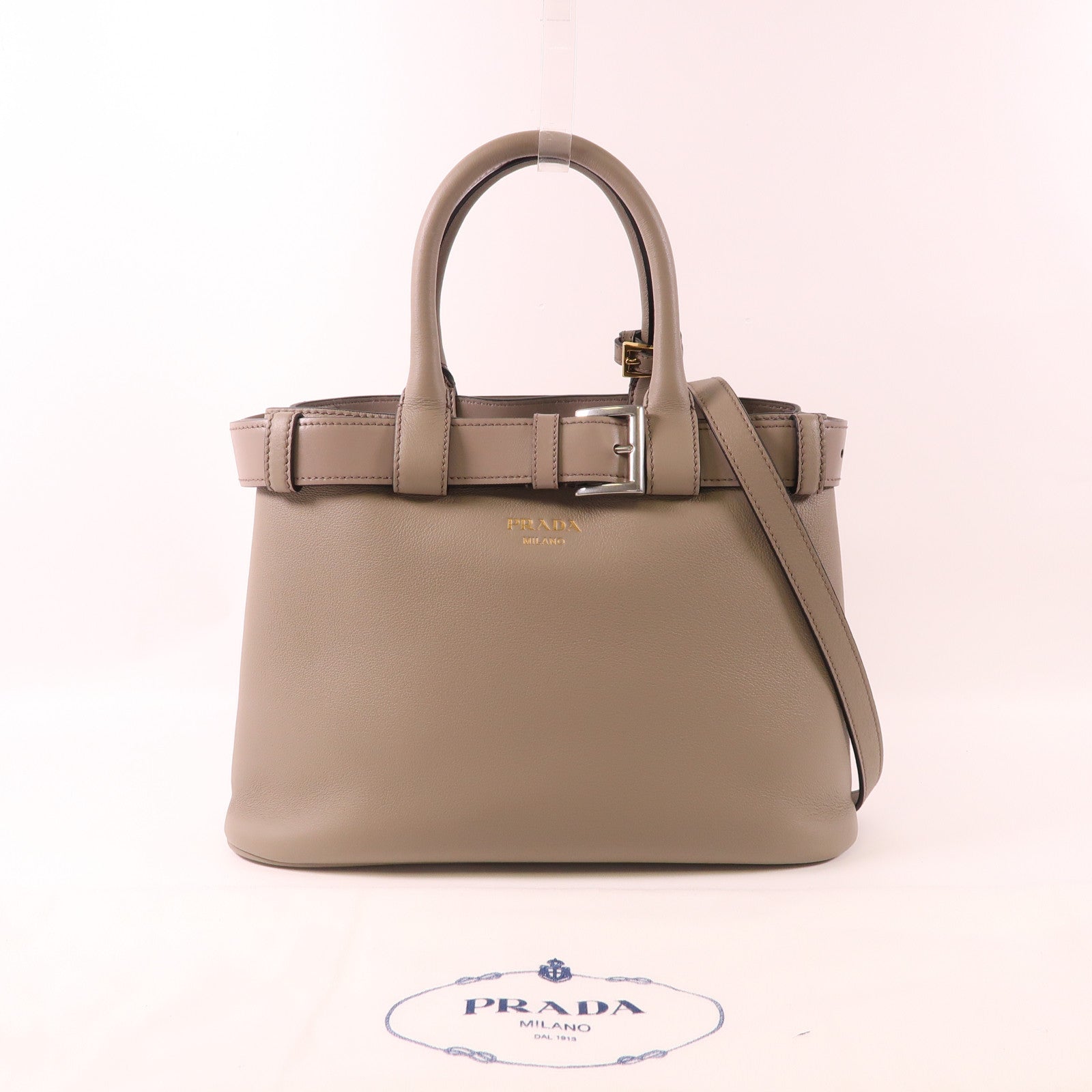 PRADA 牛皮皮革Medium Prada Buckle手挽肩背兩用袋