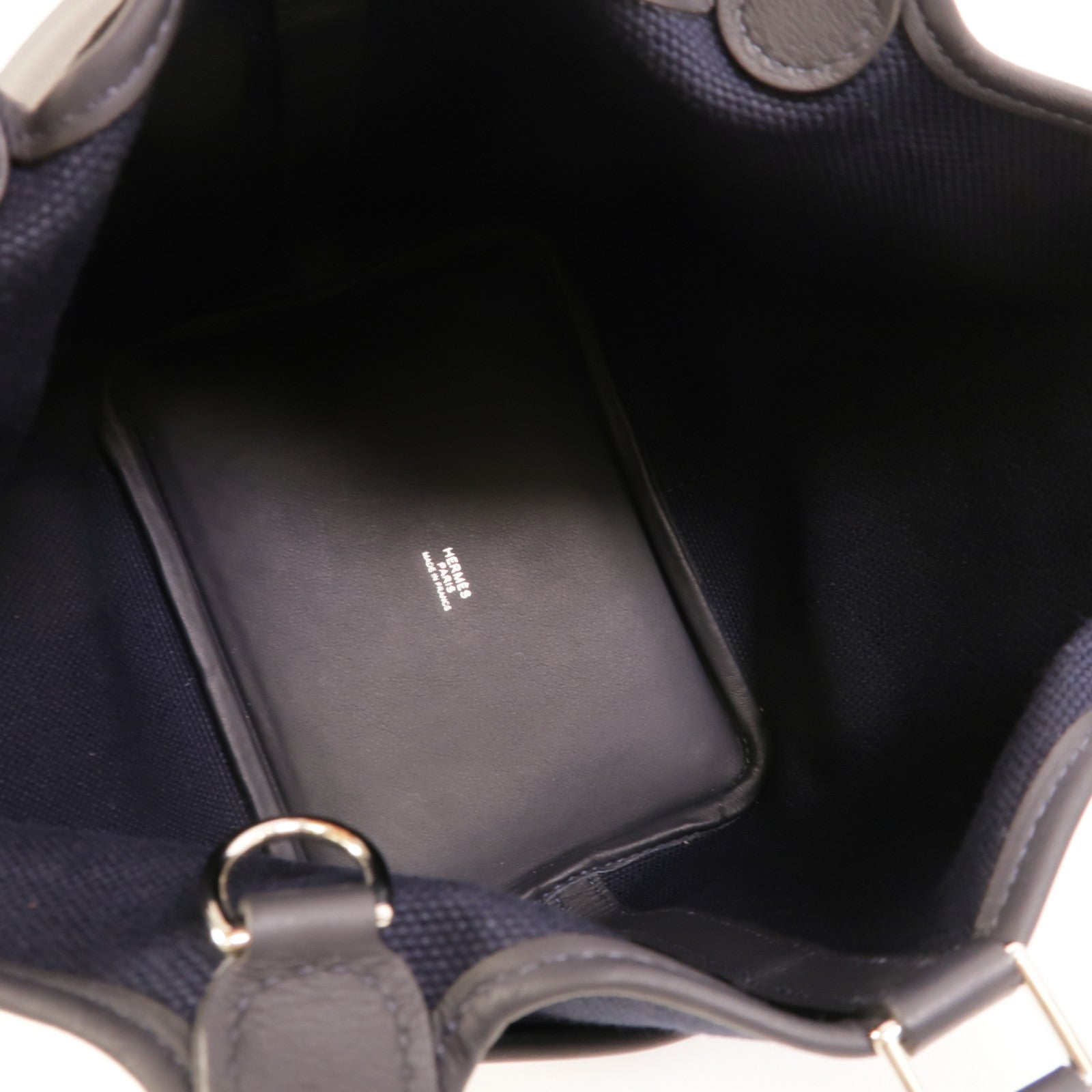 HERMES 帆布/皮革Picotin Cargo PM手挽袋Bleu Marine
