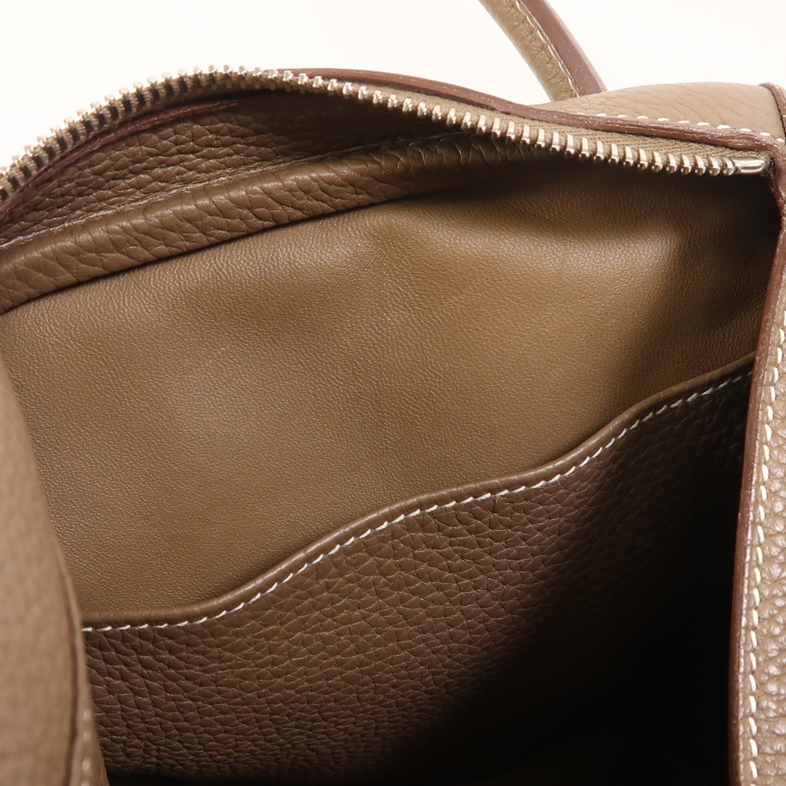 HERMES Clemence皮革Lindy 34銀扣手挽肩背兩用袋Etoupe