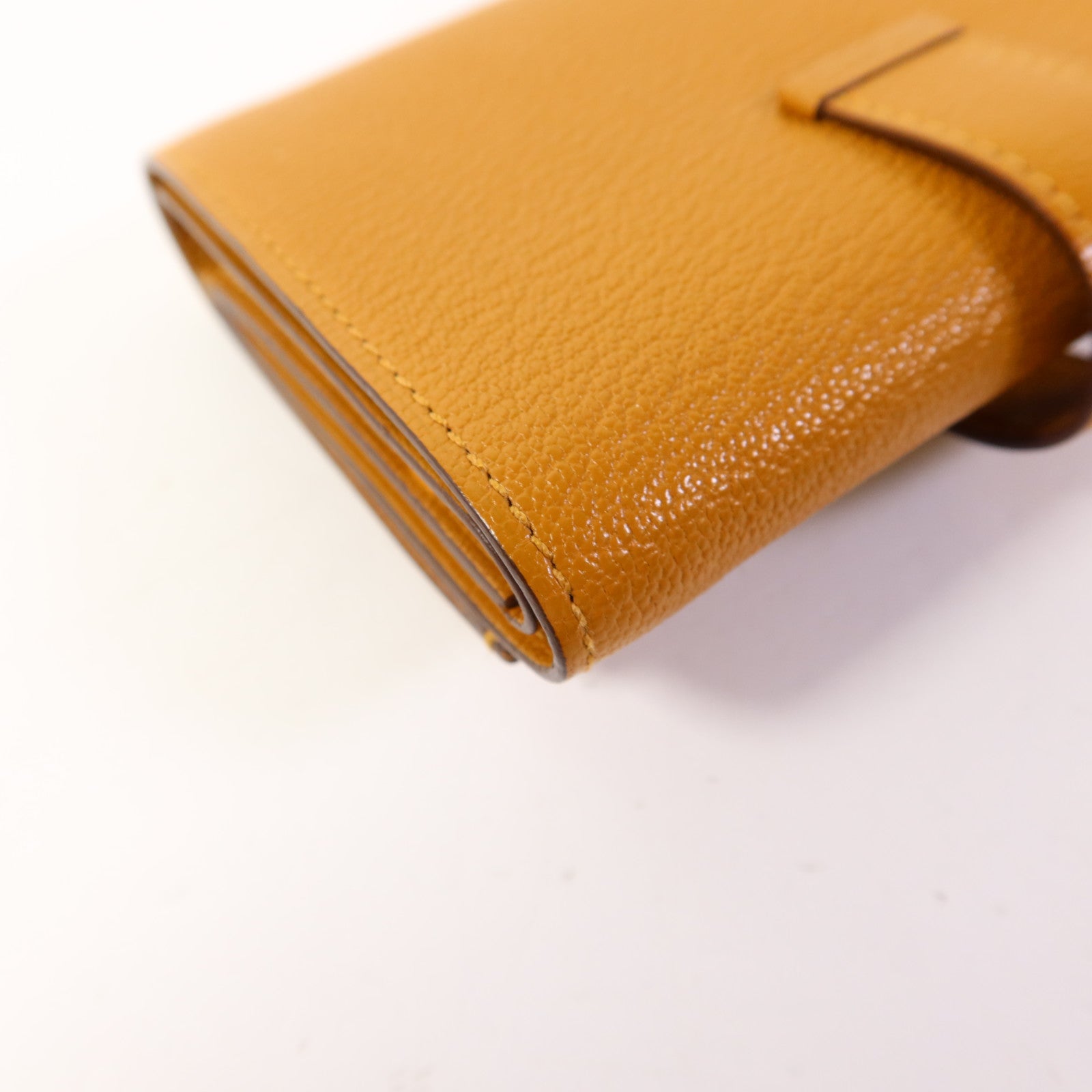 HERMES Chevre皮革Bearn Wallet金扣錢包Sesame