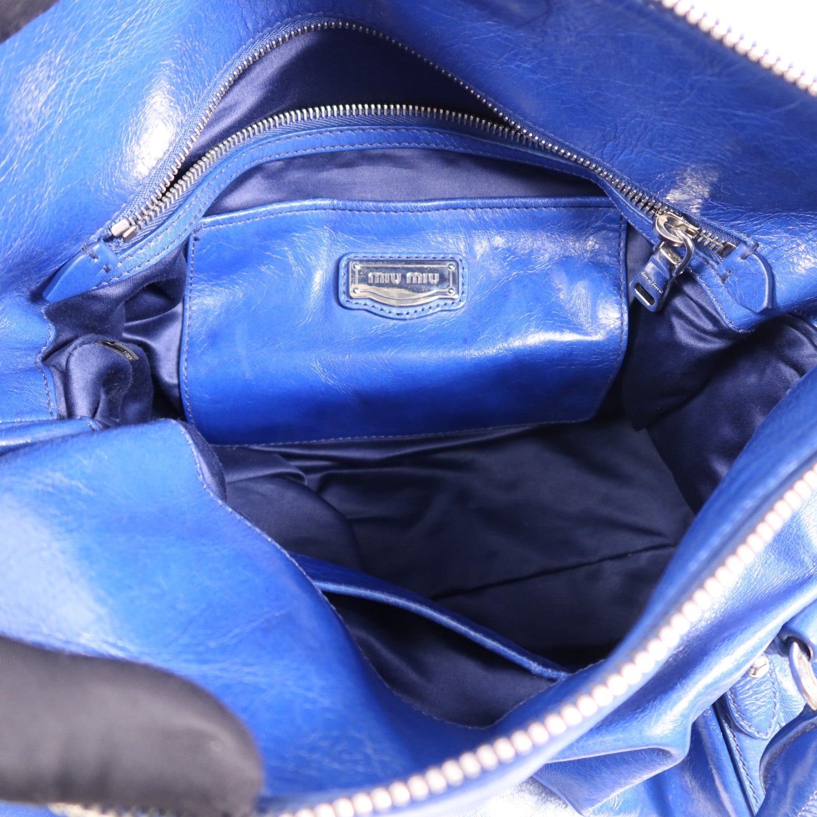 Miu Miu 牛皮皮革2 Way Shoulder Bag銀扣手挽肩背兩用袋