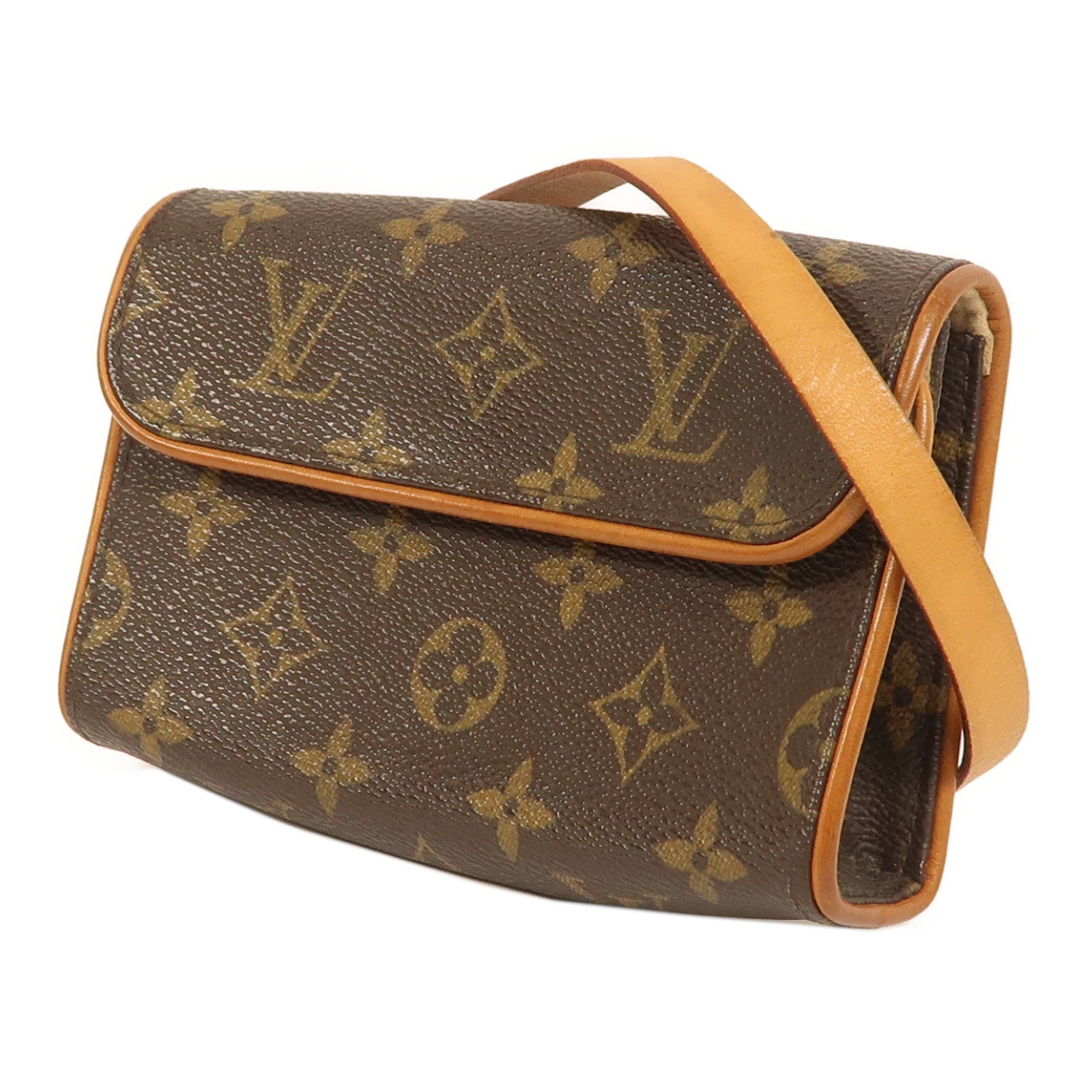 LOUIS VUITTON Monogram Pochette Florentine金扣腰包棕色