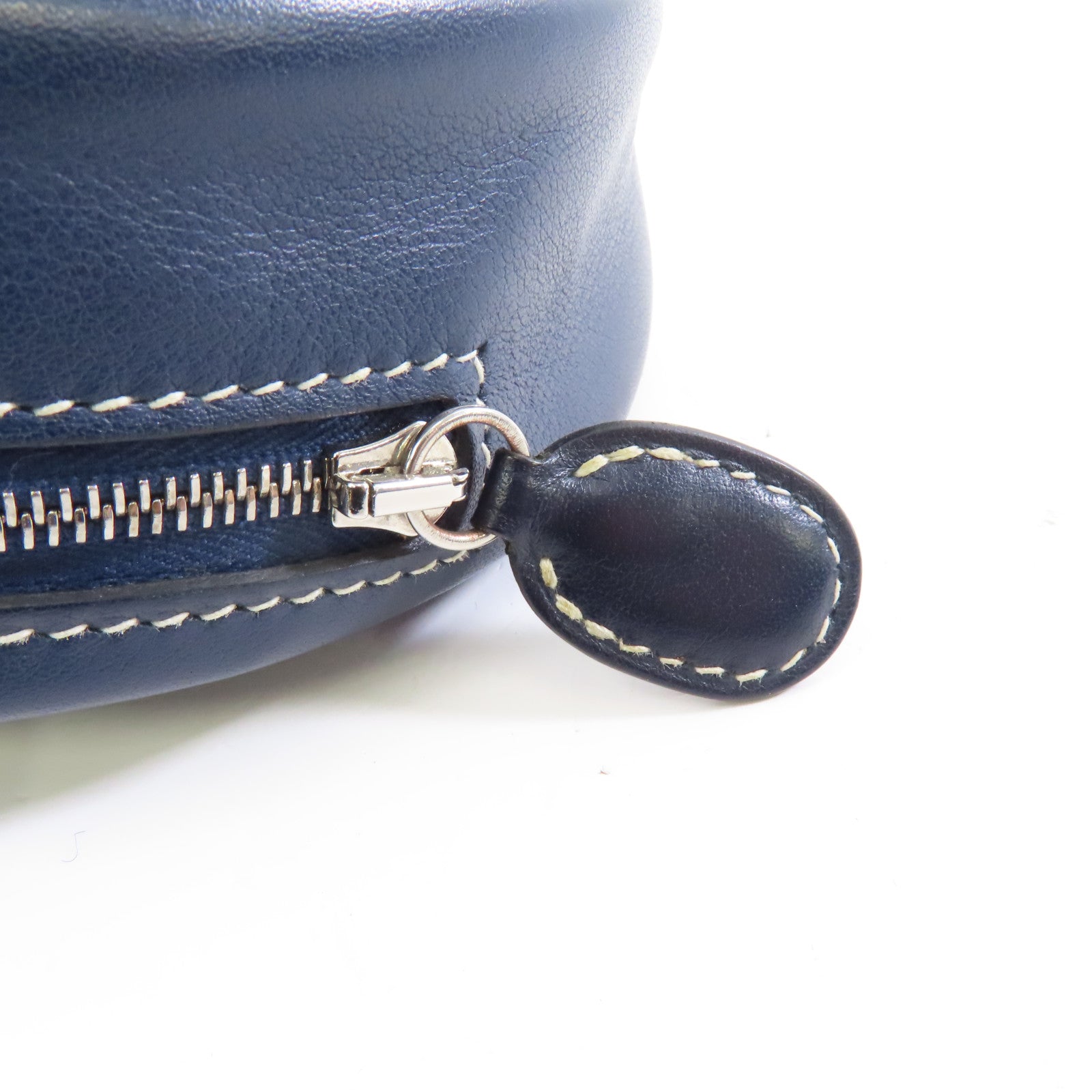 HERMES Swift皮革The Loop Belt銀扣肩背袋深藍色