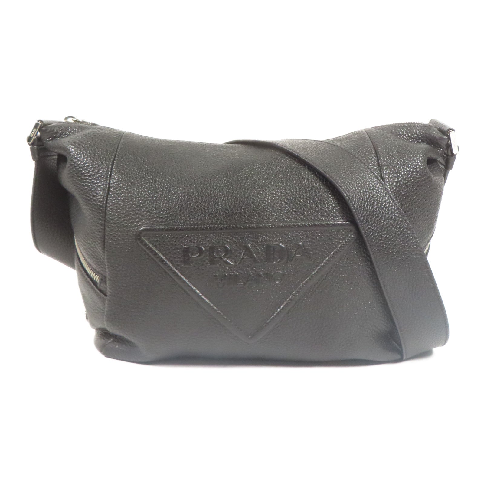 PRADA SHW Shoulder Bag 2VH165 Calfskin Leather Black