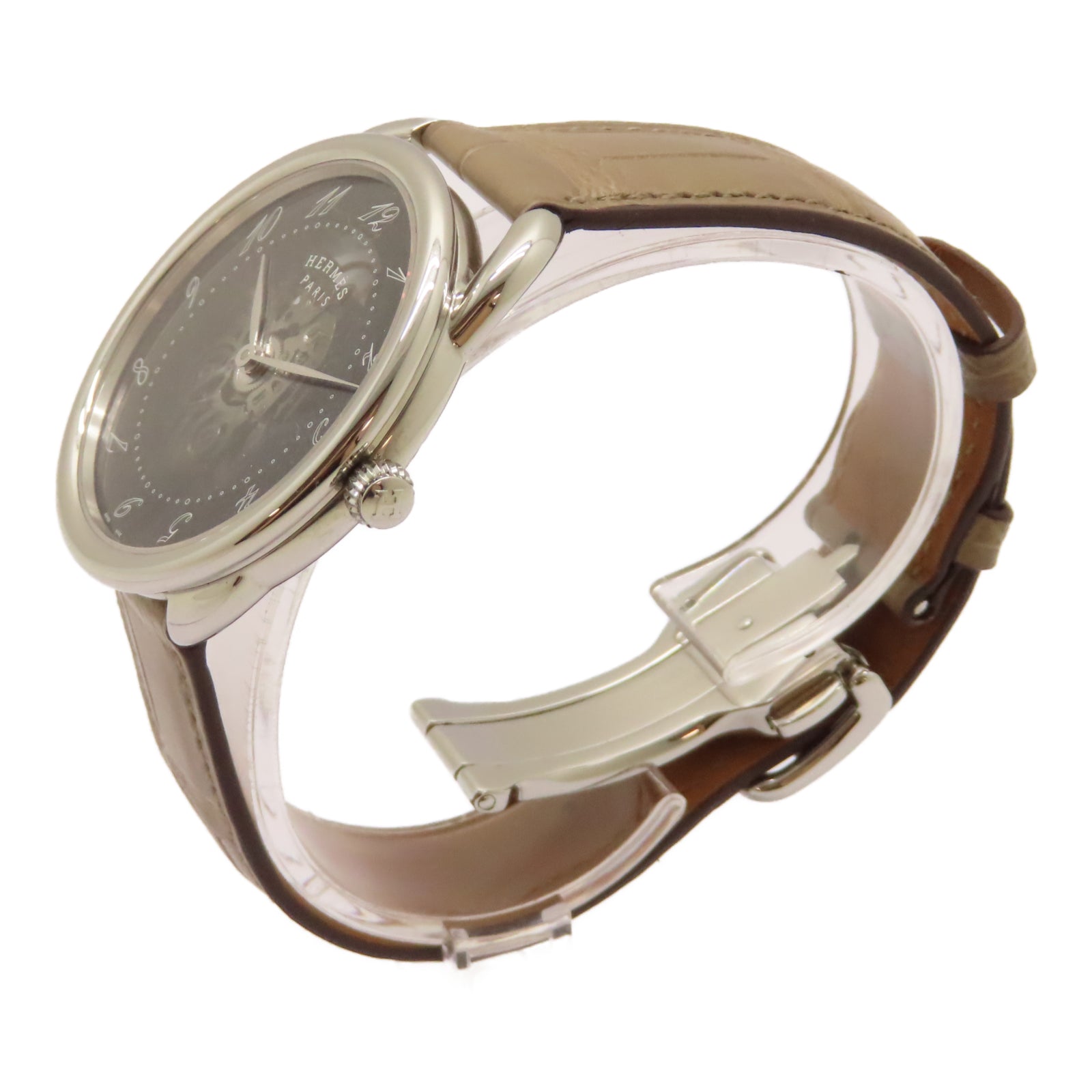 HERMES Arceau Squelette 40mm不鏽鋼/皮革帶手錶自動機芯藍色