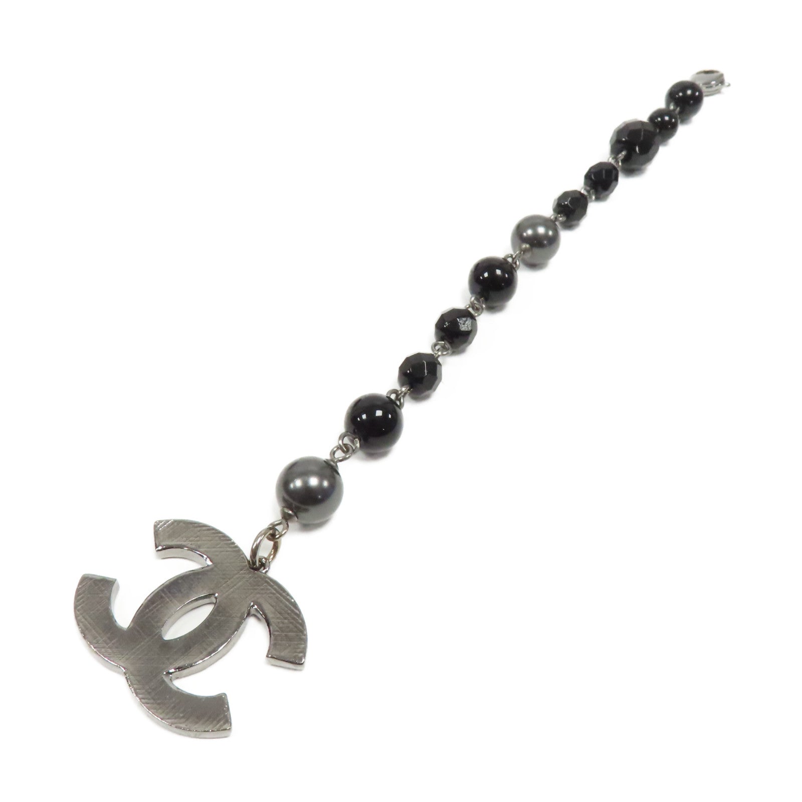 CHANEL PVC CC Bead Bracelet銀扣手鏈黑色