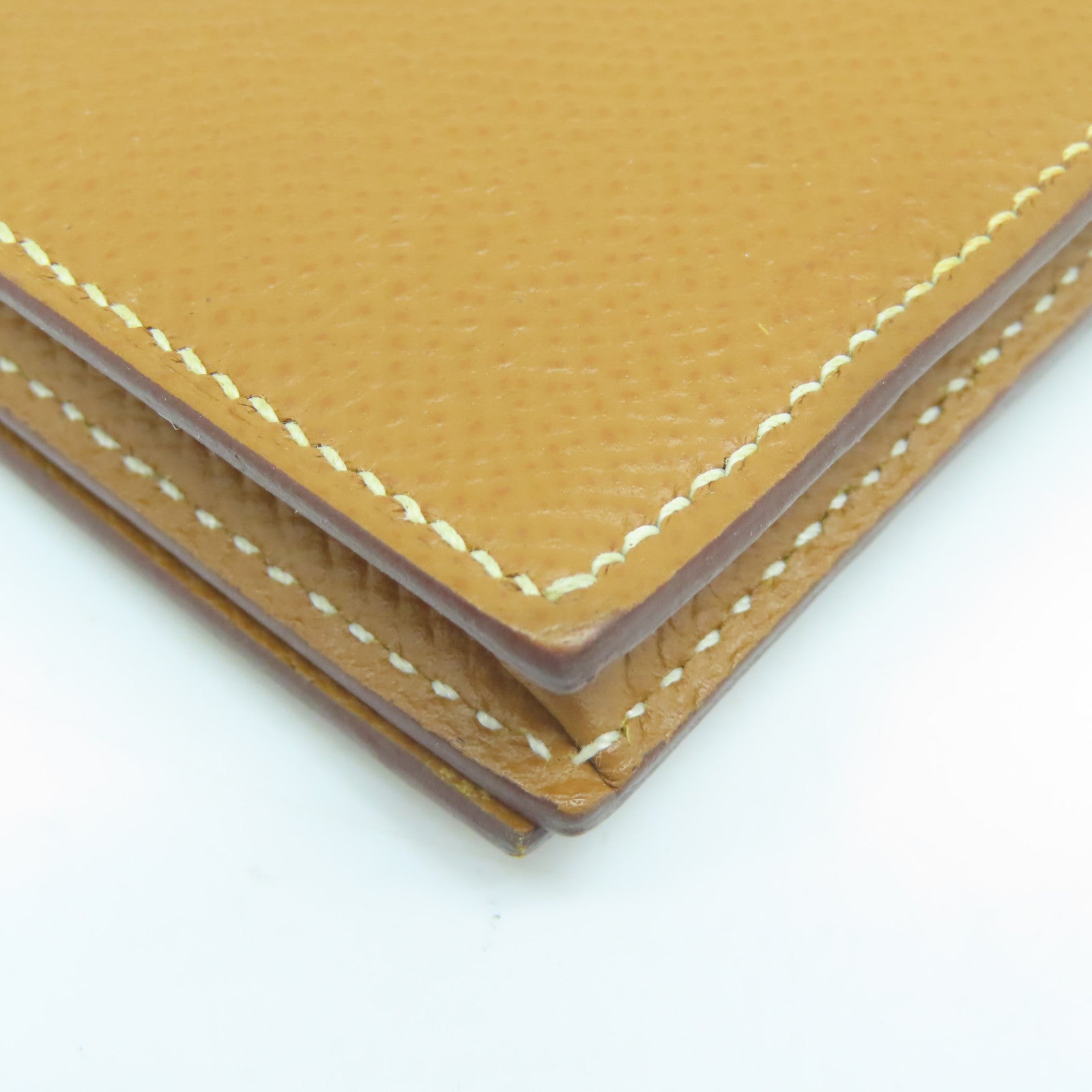HERMES 【清倉大減價】Epsom皮革Bearn bi-fold銀扣長錢包Gold金色/經典駝色