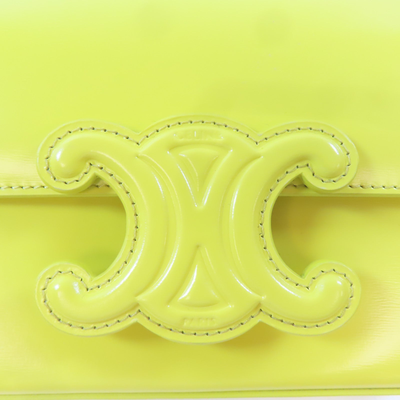 CELINE 【激減優惠】牛皮皮革Triomphe Bag金扣鏈帶肩背袋黃色