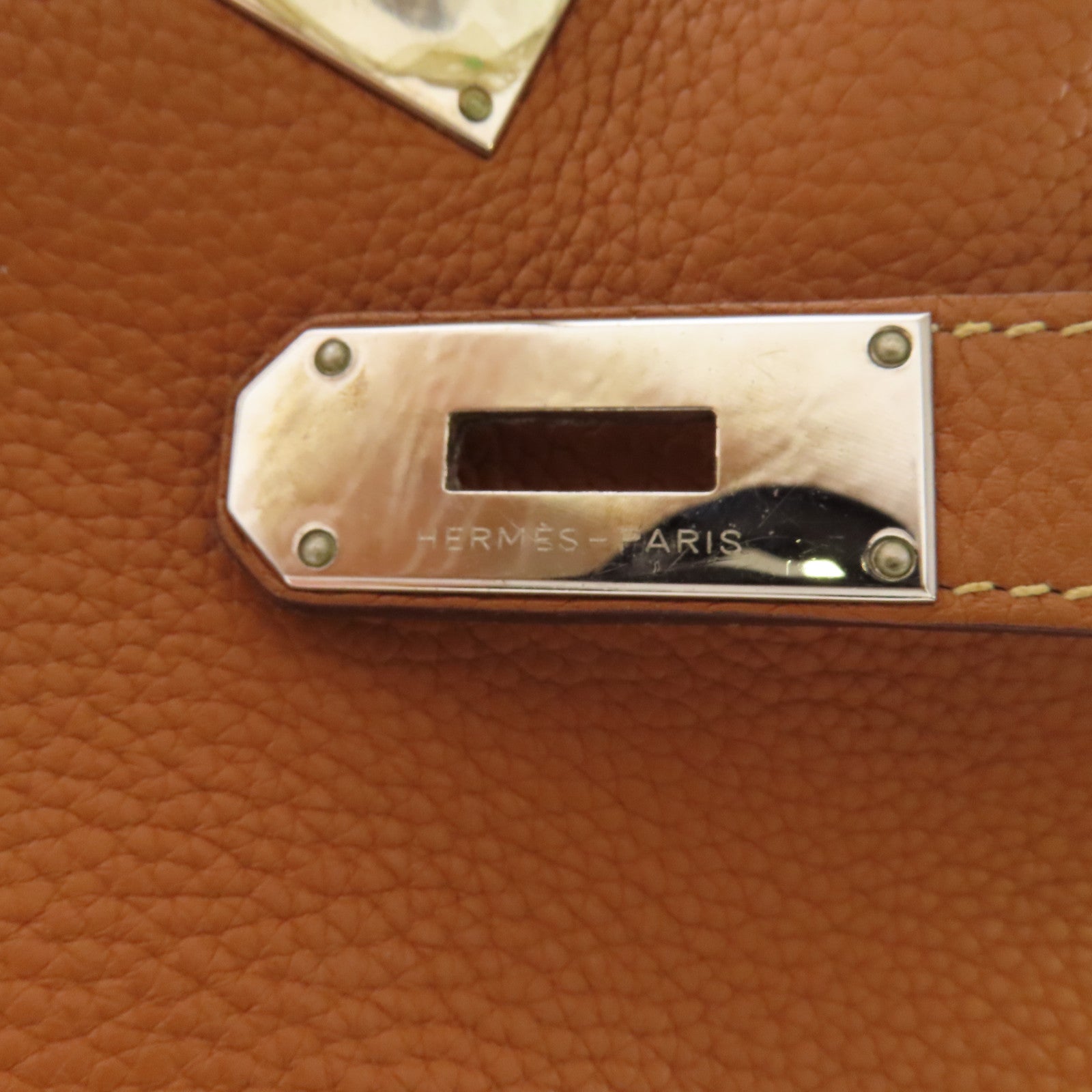 HERMES Clemence皮革Jypsiere 34銀扣肩背袋37 Gold
