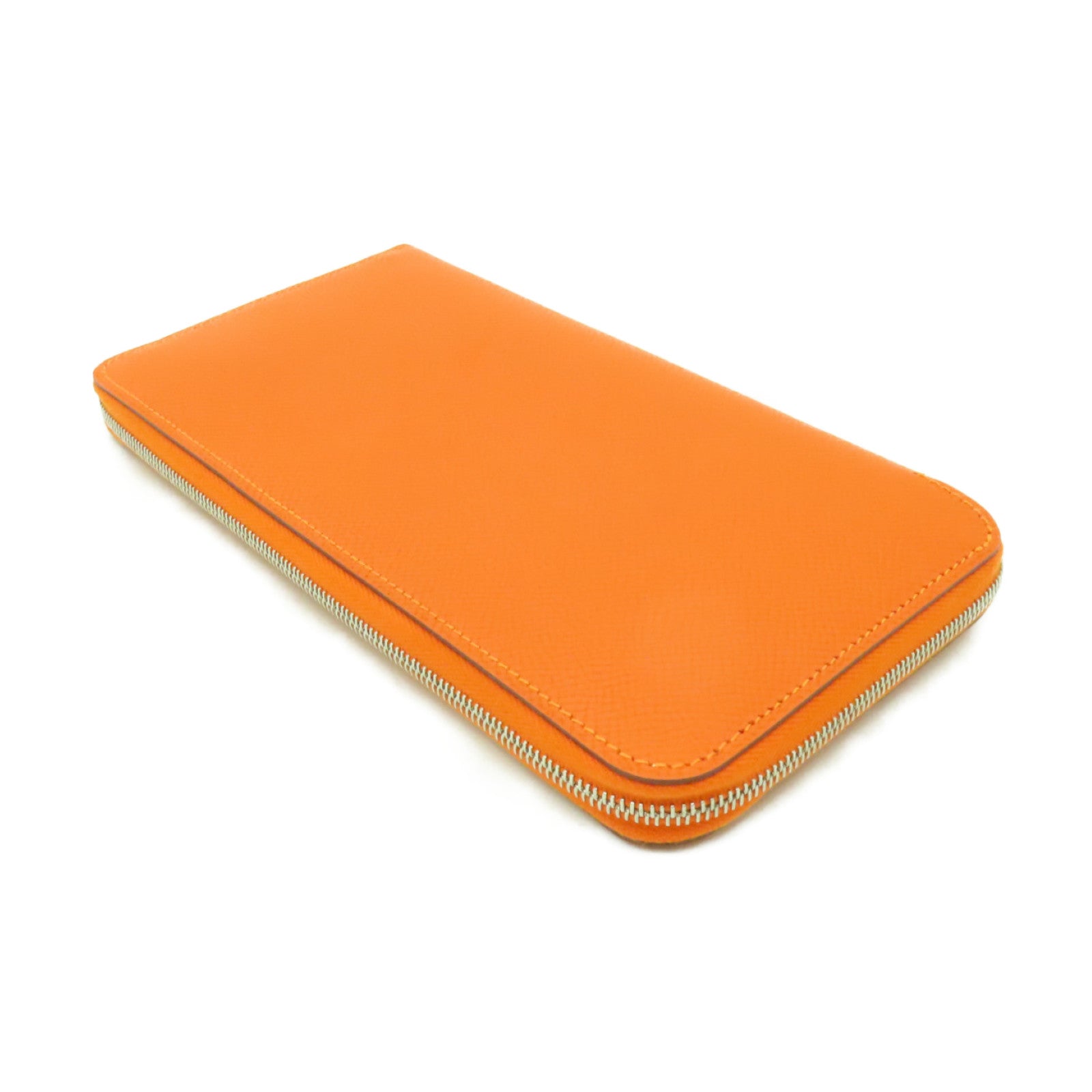 HERMES 【激減優惠】Epsom皮革Silk In Wallet銀扣長錢包橙色