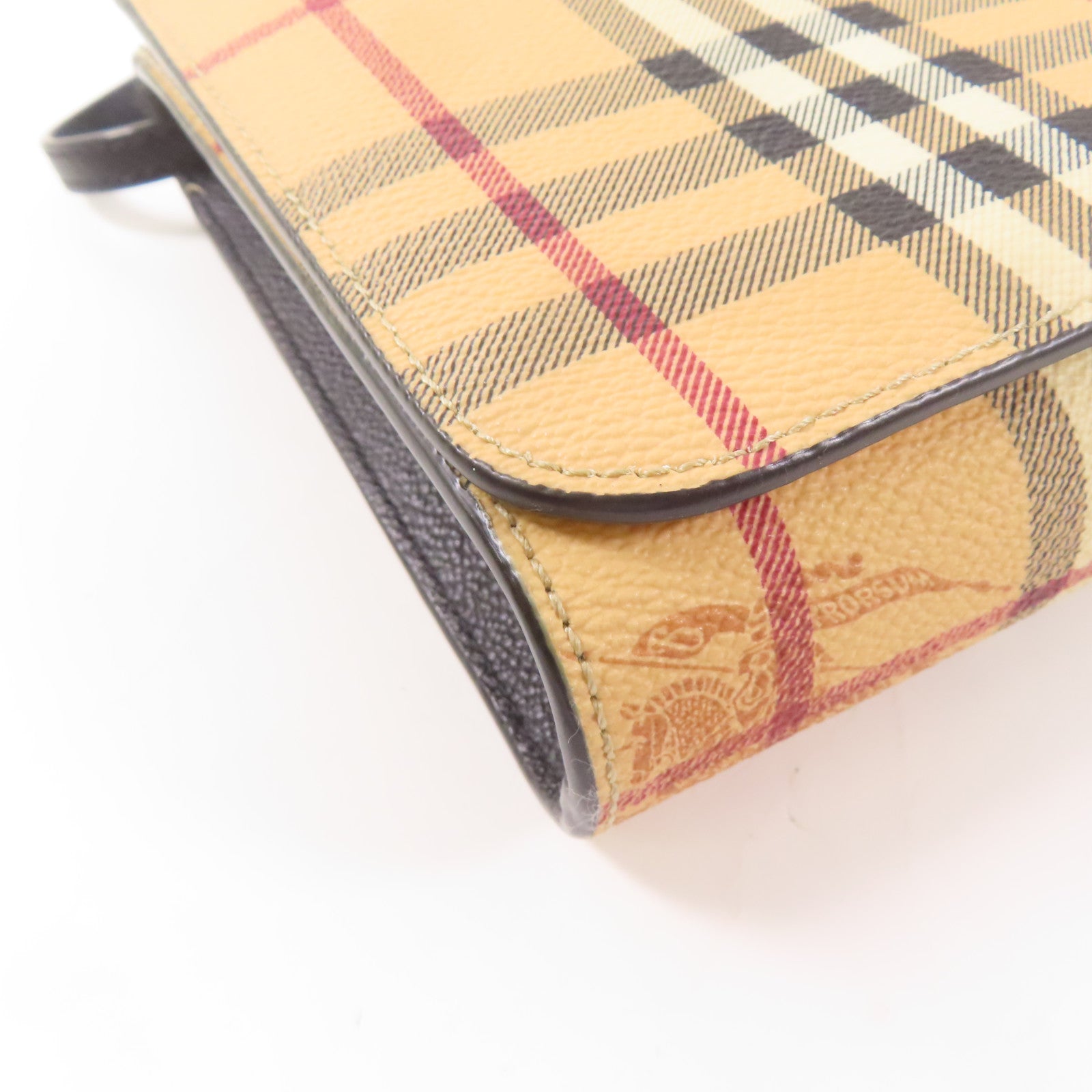 BURBERRY 塗層帆布Shoulder Bag金扣肩背袋黑色/米色