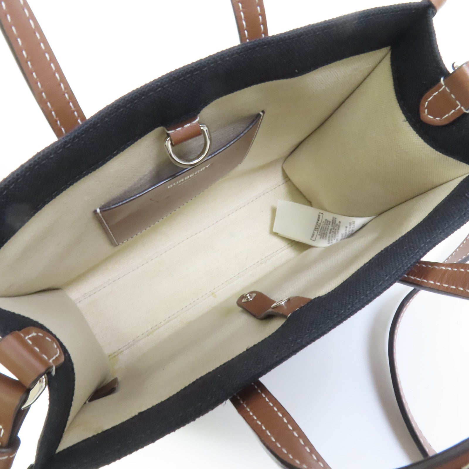 BURBERRY 帆布Mini Freya銀扣手挽肩背兩用袋