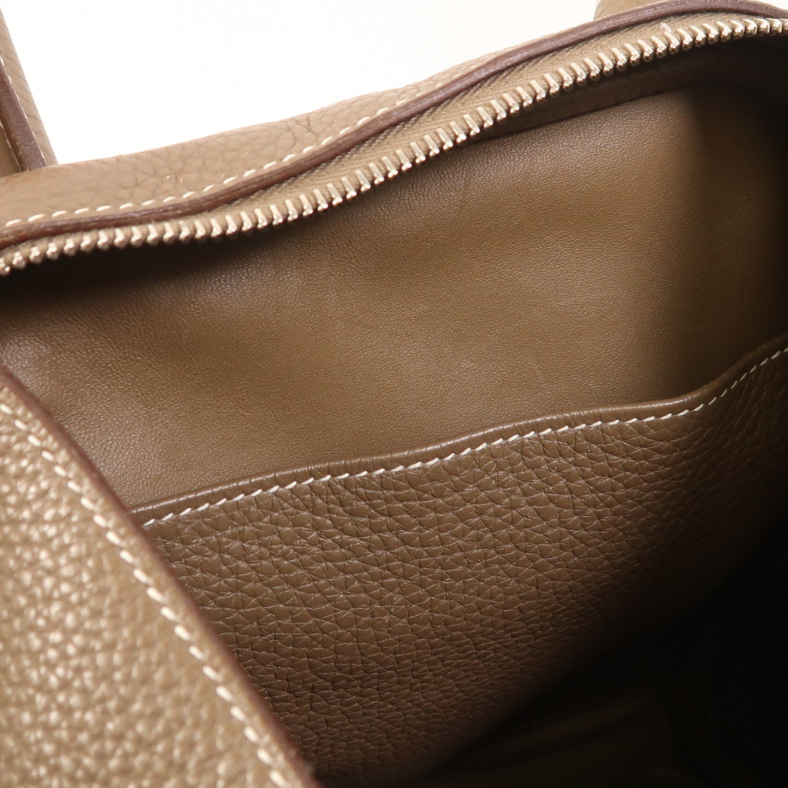 HERMES Clemence皮革Lindy 34銀扣手挽肩背兩用袋Etoupe