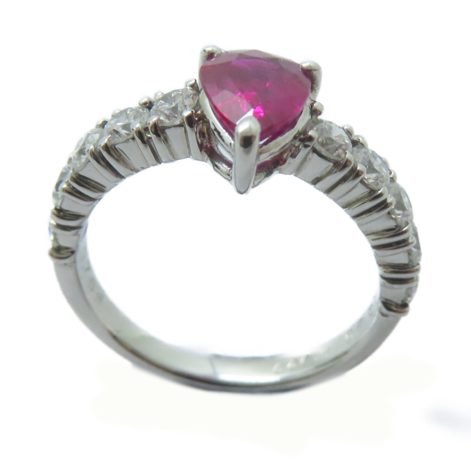 JEWELRY 【激減優惠】PT900鉑金Ruby Ring 1.02ct紅寶石/0.765ct鑚石戒指US#5.5