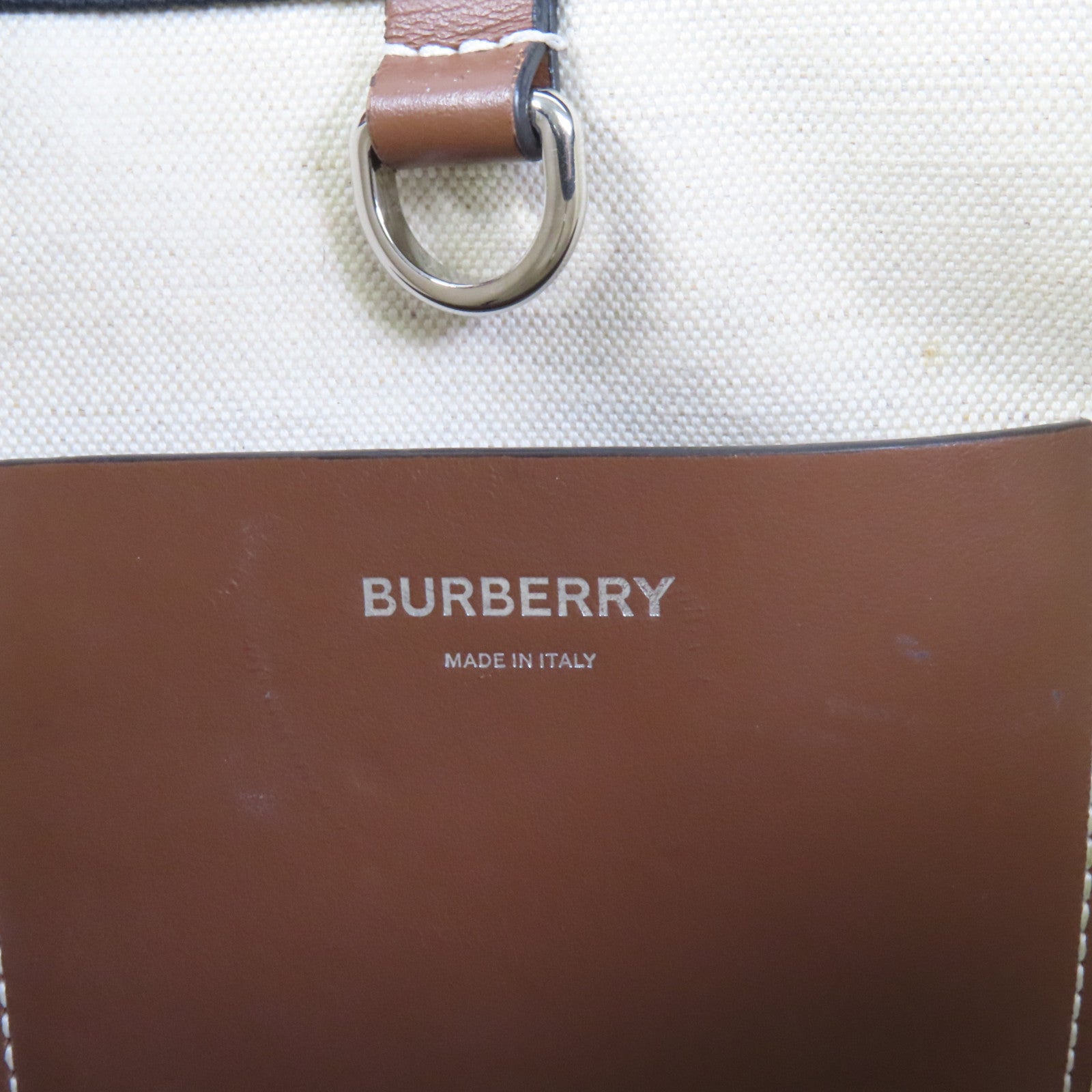 BURBERRY 帆布Mini Freya銀扣手挽肩背兩用袋