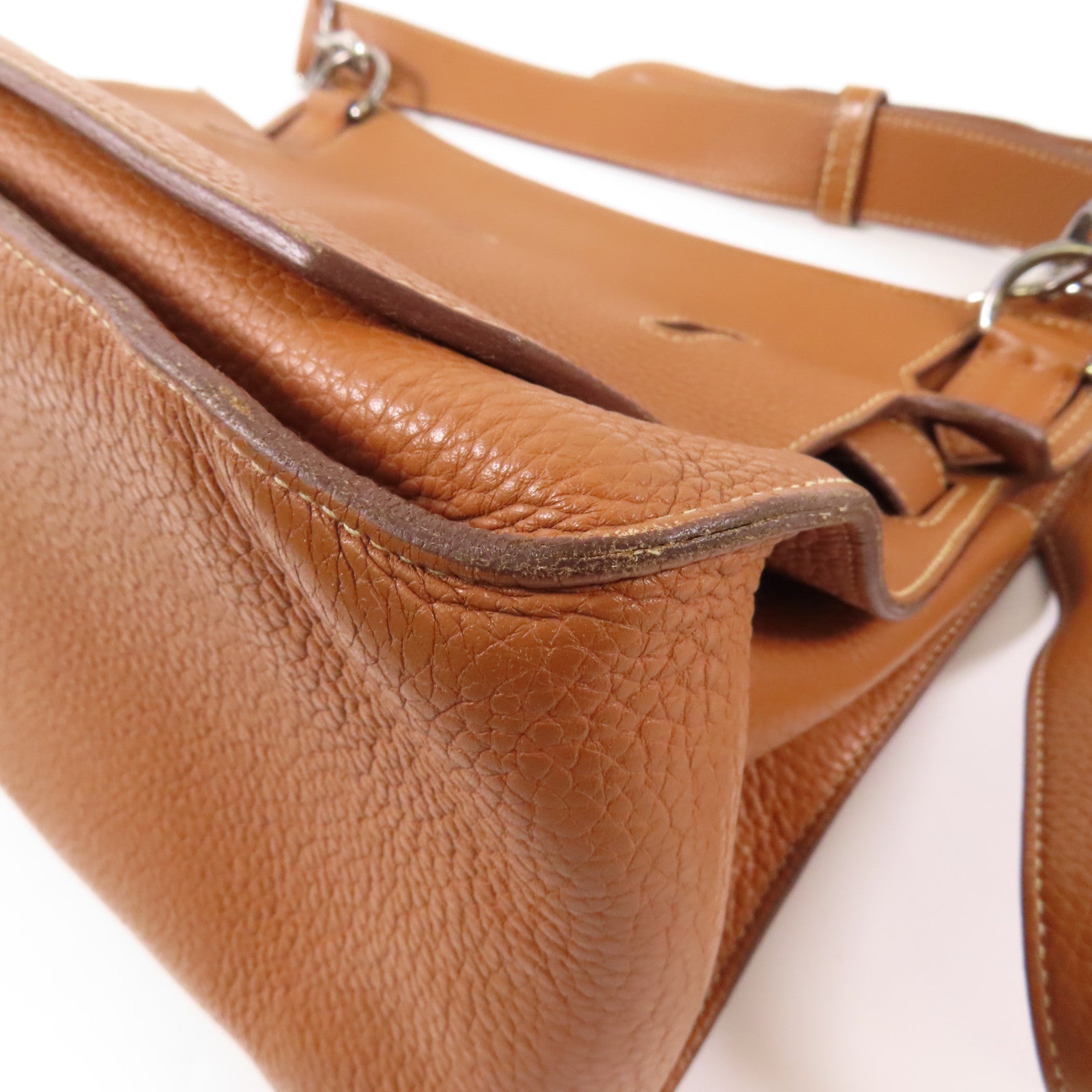 HERMES Clemence皮革Jypsiere 34銀扣肩背袋37 Gold