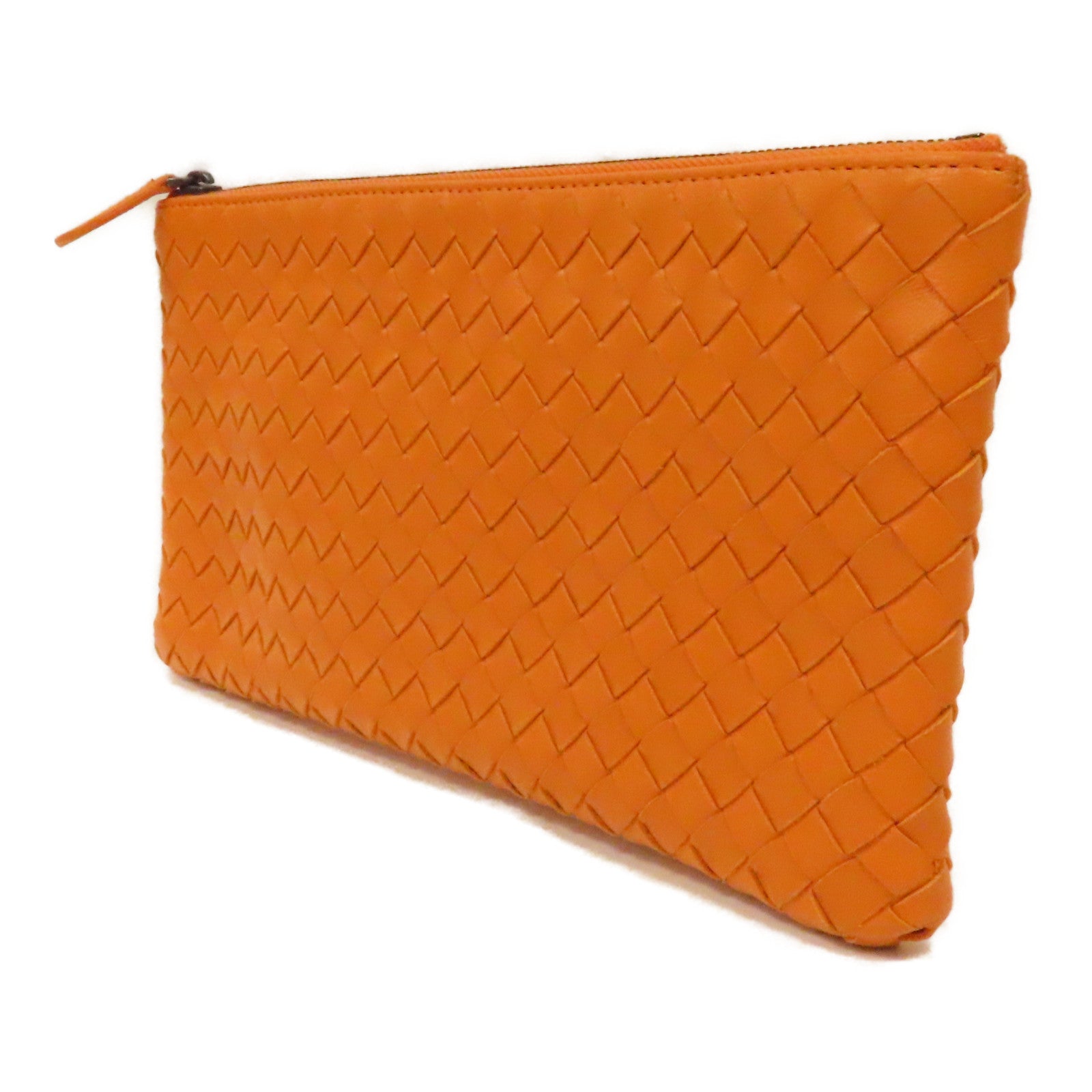 BOTTEGA VENETA 織紋皮革Clutch Bag手拿包橙色
