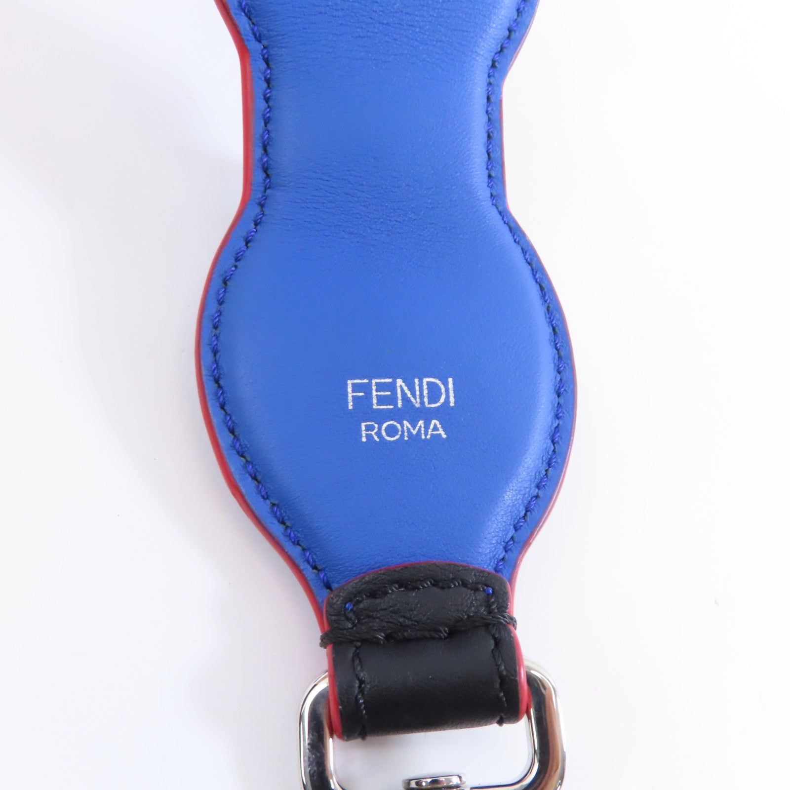 FENDI 牛皮皮革Shoulder Strap銀扣掛飾黑色/彩色