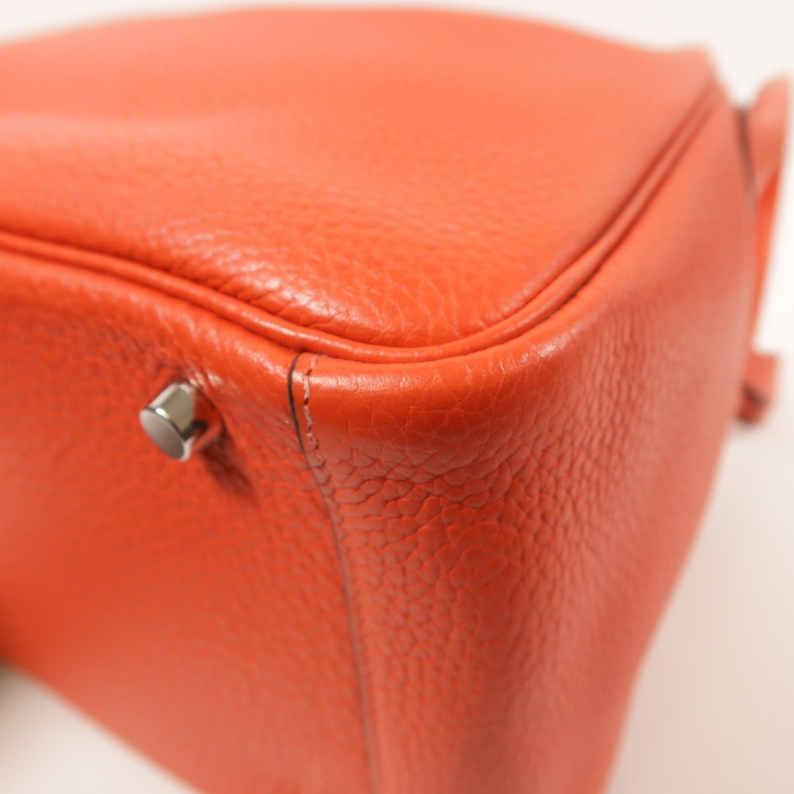 HERMES Clemence皮革Lindy 30銀扣手挽肩背兩用袋S5 Rouge Tomate