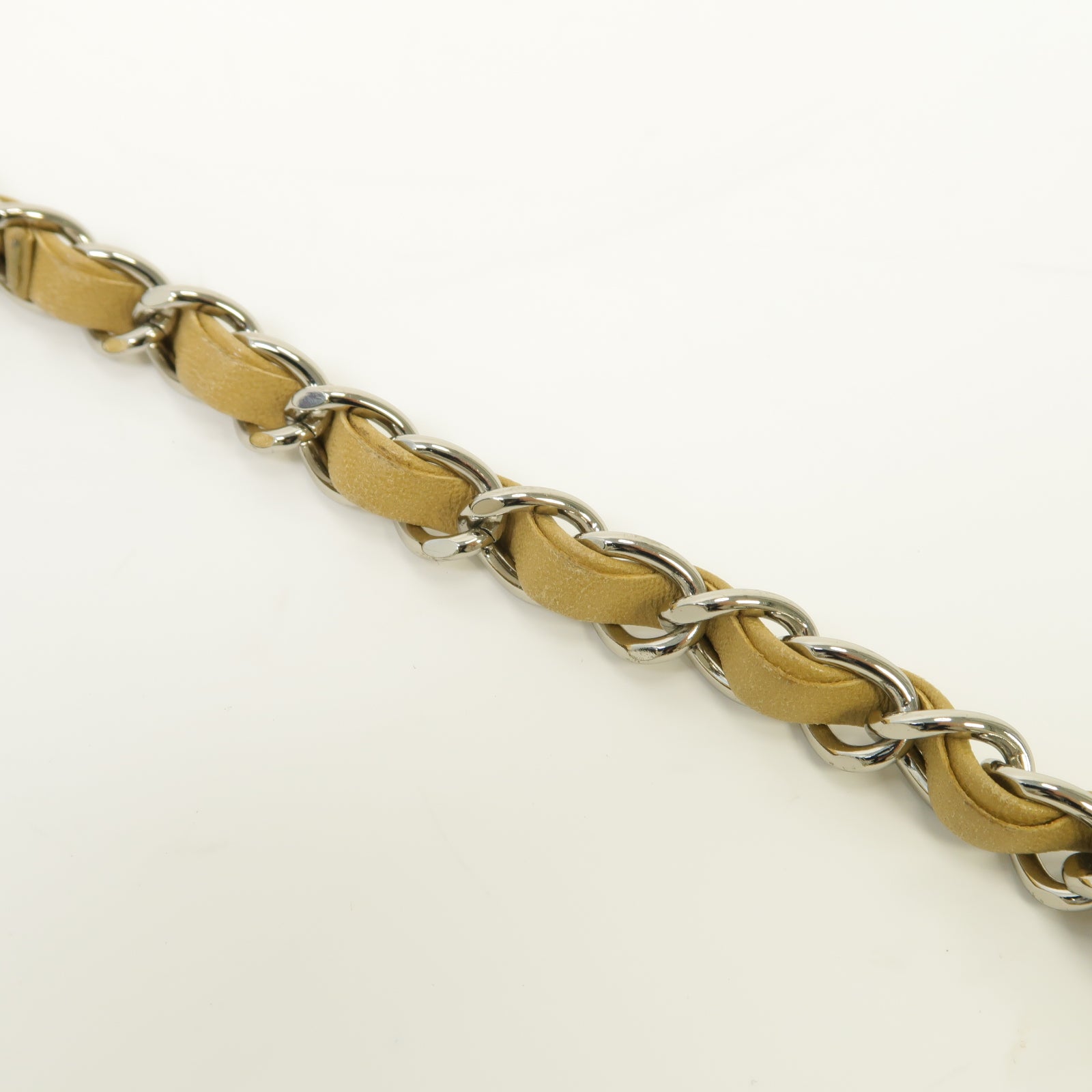 CHANEL 漆皮皮革Chain Shoulder Bag銀扣鏈帶肩背袋金色/米色