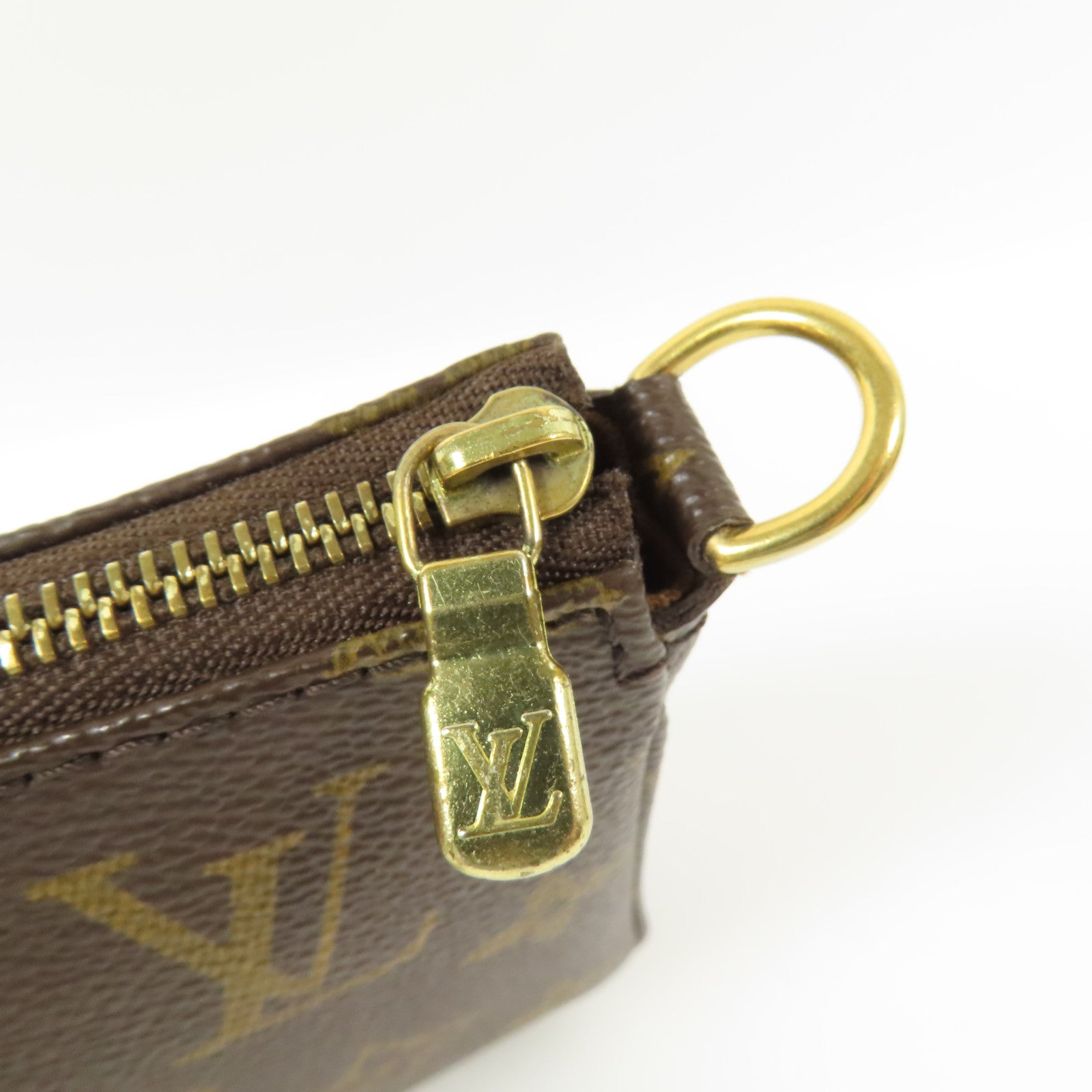 LOUIS VUITTON Monogram Pochette Accessoires金扣手拿包棕色