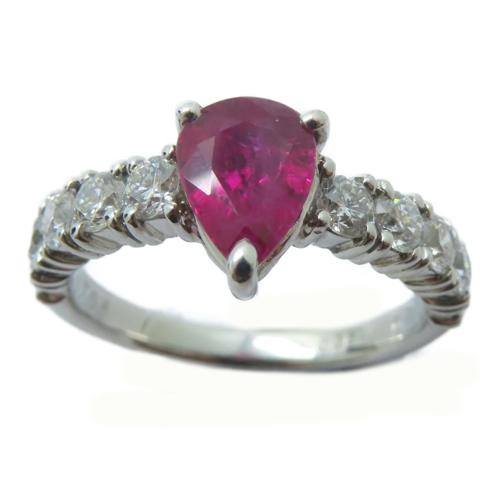 JEWELRY 【激減優惠】PT900鉑金Ruby Ring 1.02ct紅寶石/0.765ct鑚石戒指US#5.5
