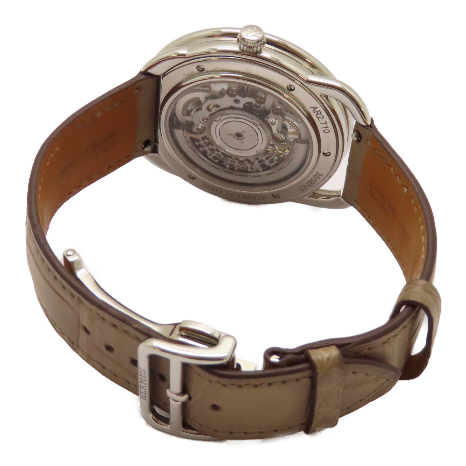 HERMES Arceau Squelette 40mm不鏽鋼/皮革帶手錶自動機芯藍色