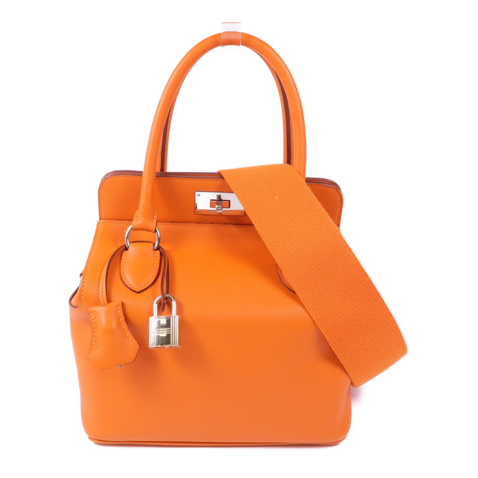 HERMES Evercolor皮革Toolbox 20銀扣手挽肩背兩用袋Feu