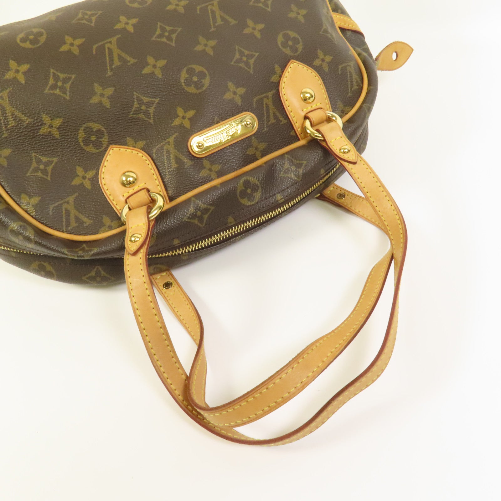 LOUIS VUITTON Monogram Montorgueil PM金扣肩背袋棕色