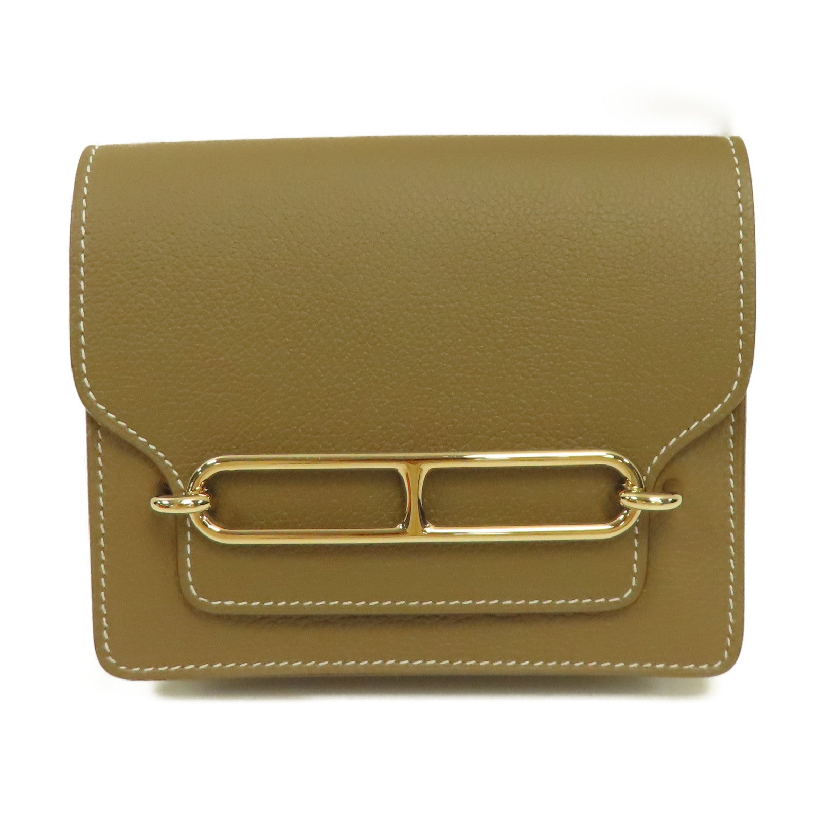 HERMES 【激減優惠】Evercolor皮革Roulis Slim金扣錢包Etoupe大象灰色