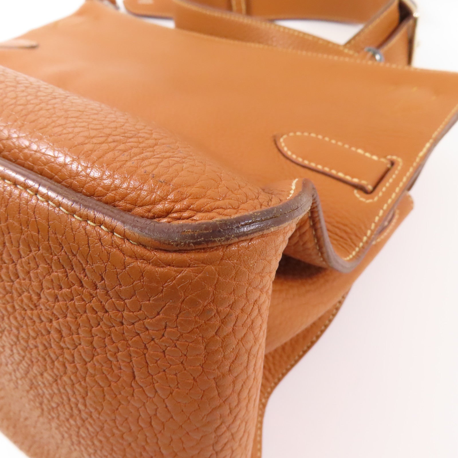 HERMES Clemence皮革Jypsiere 34銀扣肩背袋37 Gold