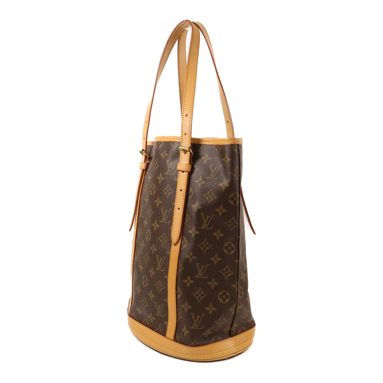 LOUIS VUITTON Monogram Bucket GM金扣手挽袋棕色