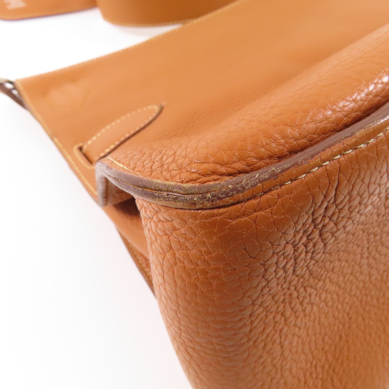 HERMES Clemence皮革Jypsiere 34銀扣肩背袋37 Gold