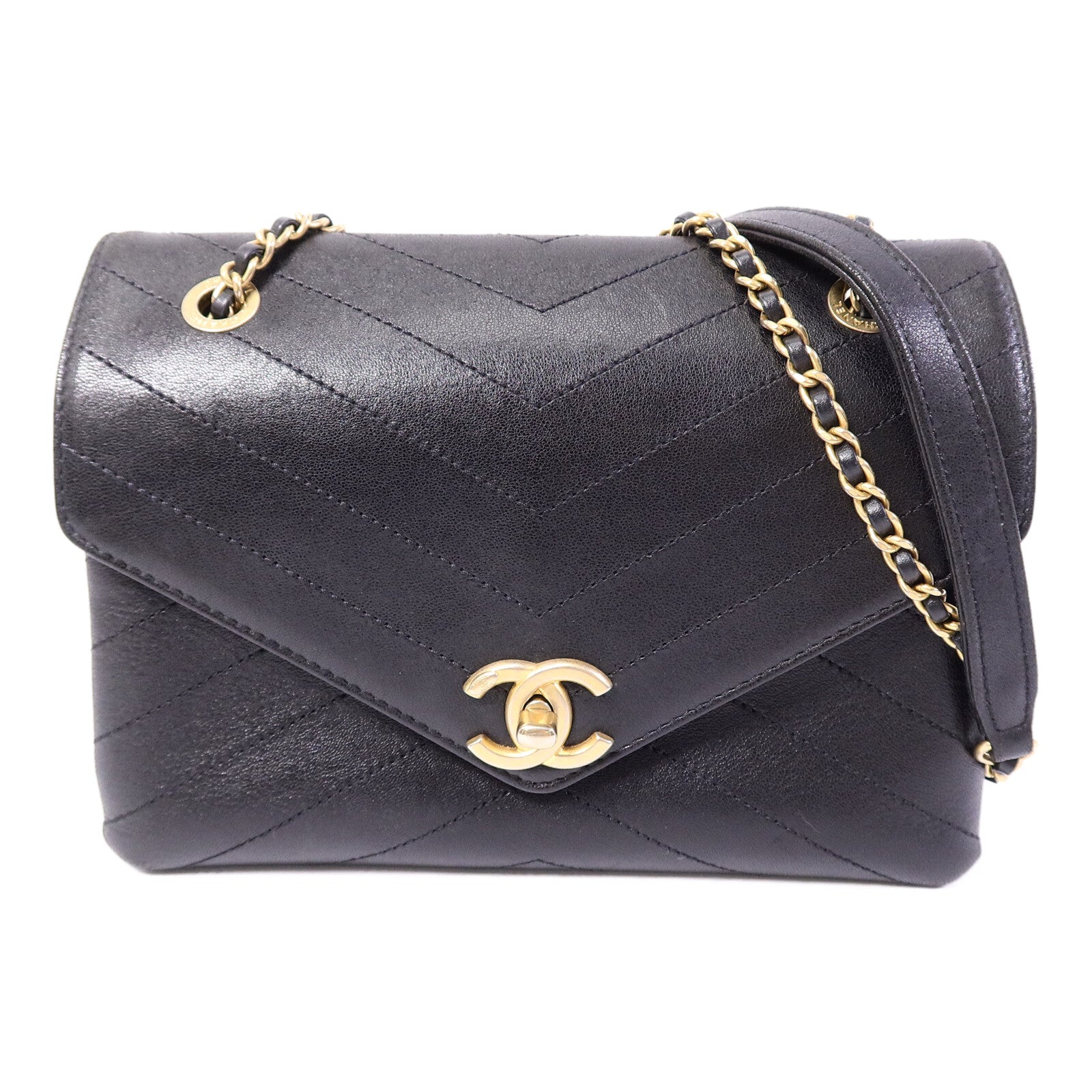 CHANEL 牛皮皮革Chain Shoulder Bag鏈帶肩背袋