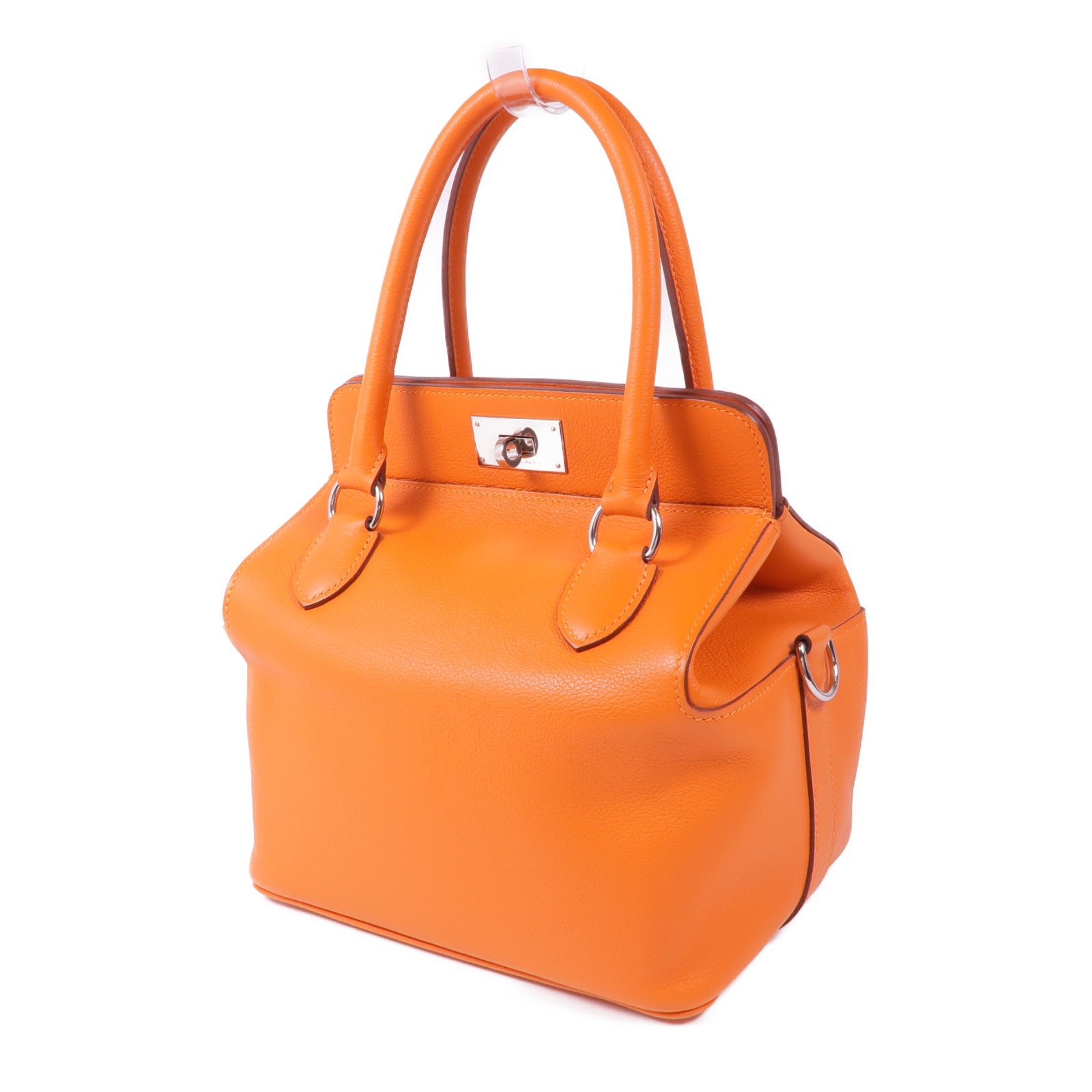 HERMES Evercolor皮革Toolbox 20銀扣手挽肩背兩用袋Feu