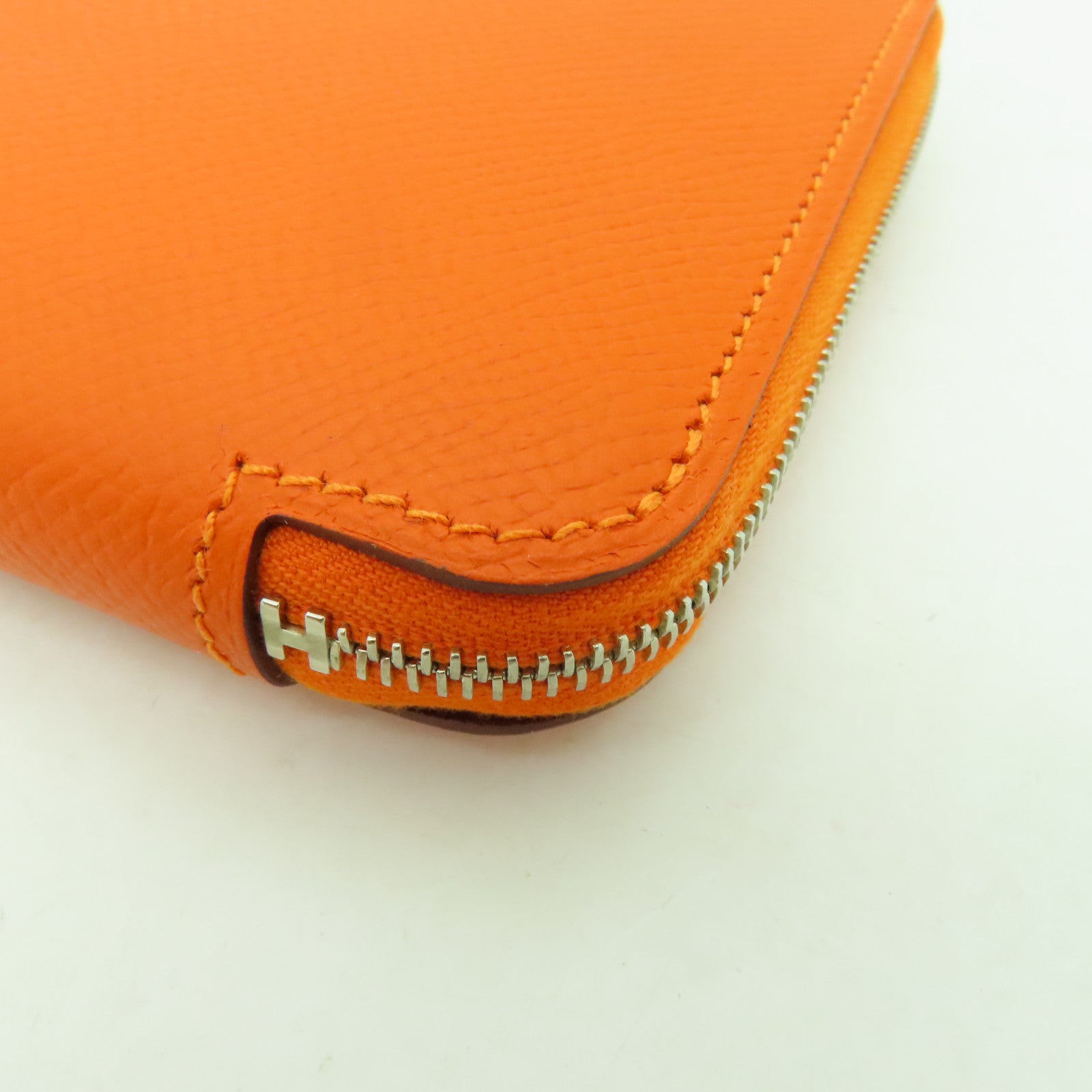 HERMES 【激減優惠】Epsom皮革Silk In Wallet銀扣長錢包橙色